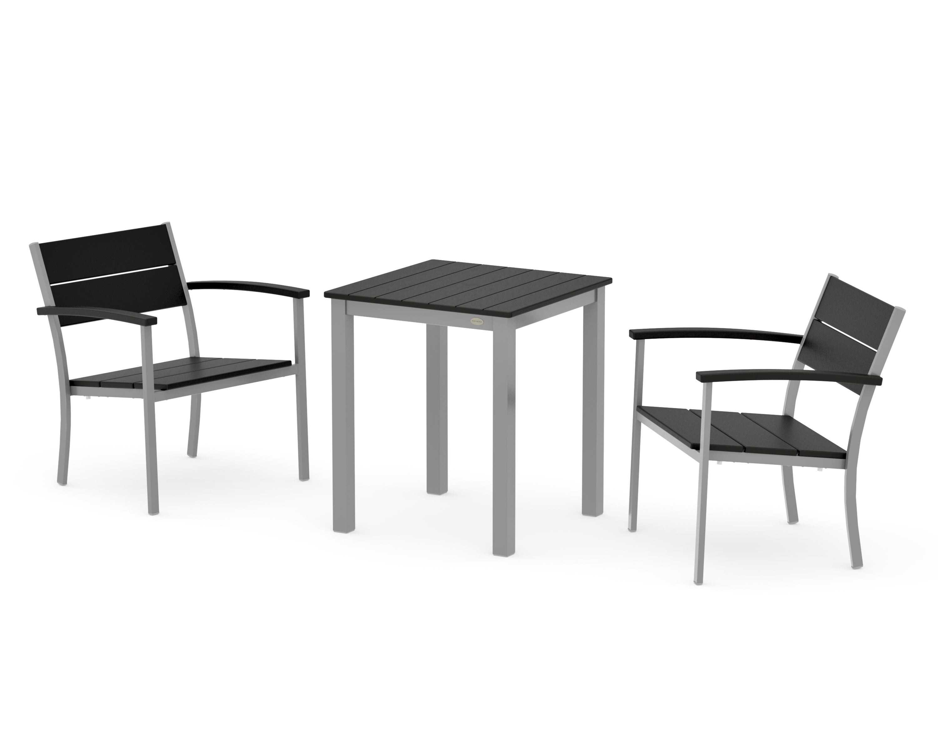 Main Street 3-Piece Square Dining Set in Silver / Black