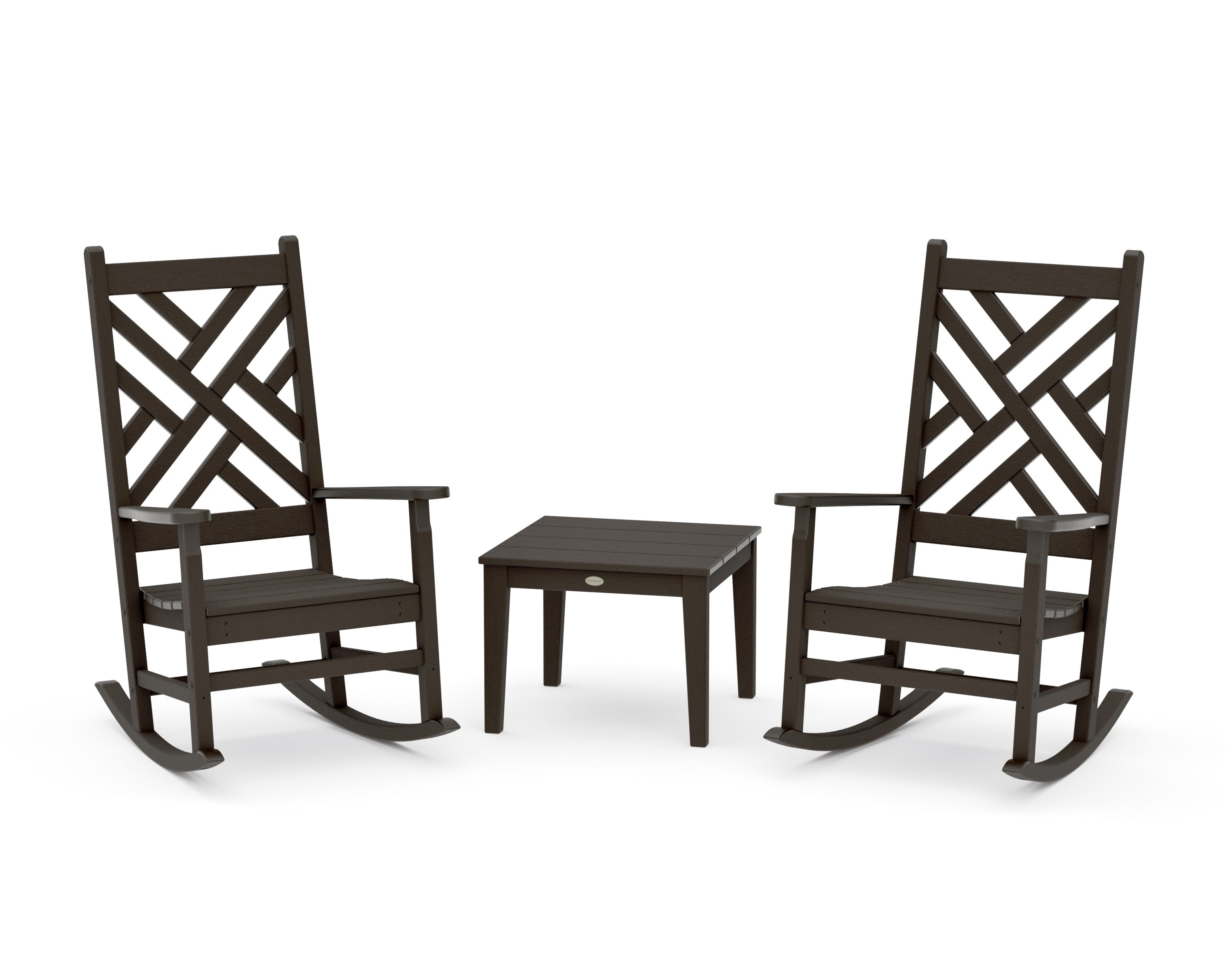 Chippendale 3-Piece Rocking Chair Set in Vintage Coffee