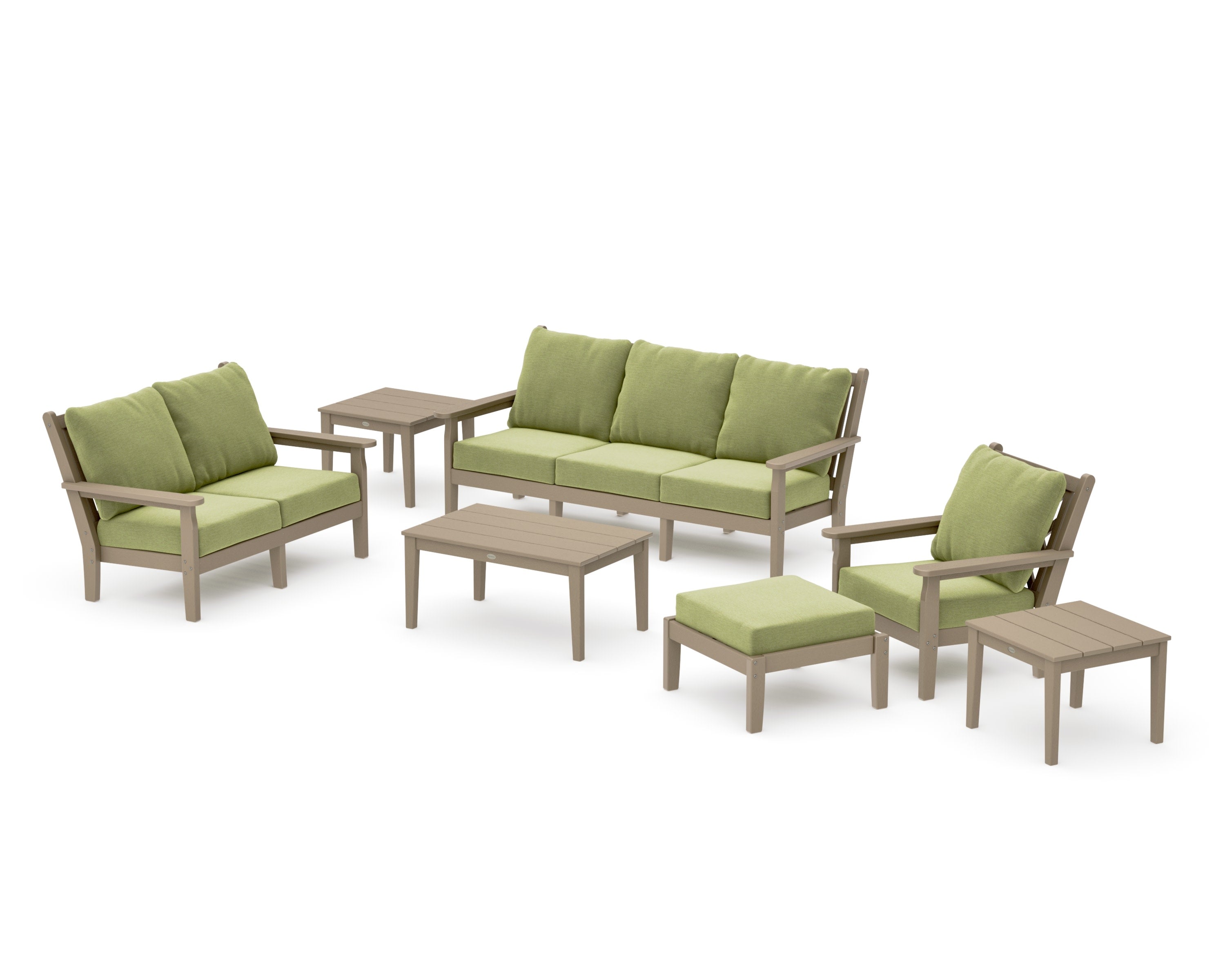 Chippendale 7-Piece Deep Seating Set in Vintage Sahara / Chartreuse Boucle
