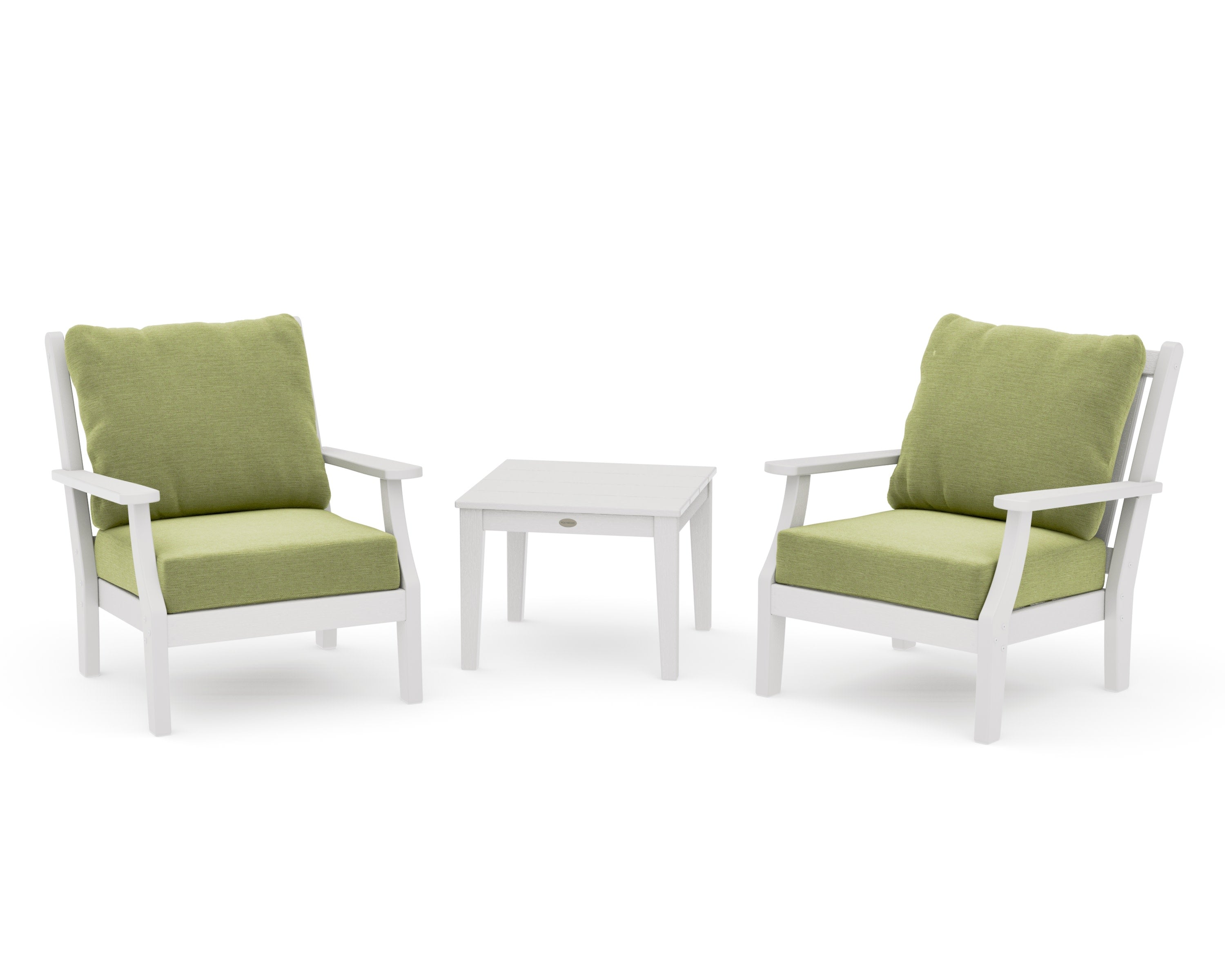 Wovendale 3-Piece Deep Seating Set in Vintage White / Chartreuse Boucle