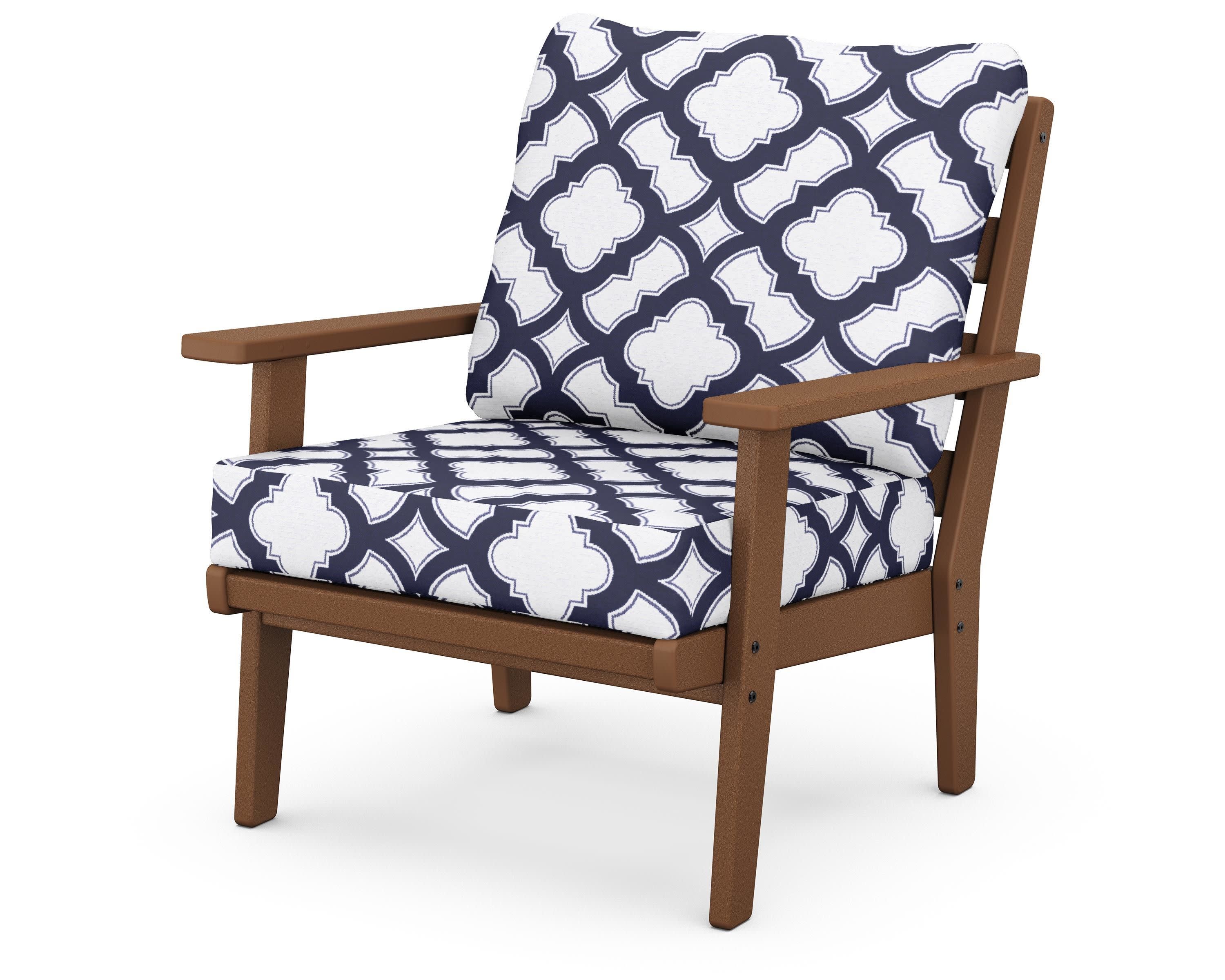 Grant Park Deep Seating Chair in Teak / Trellis Navy