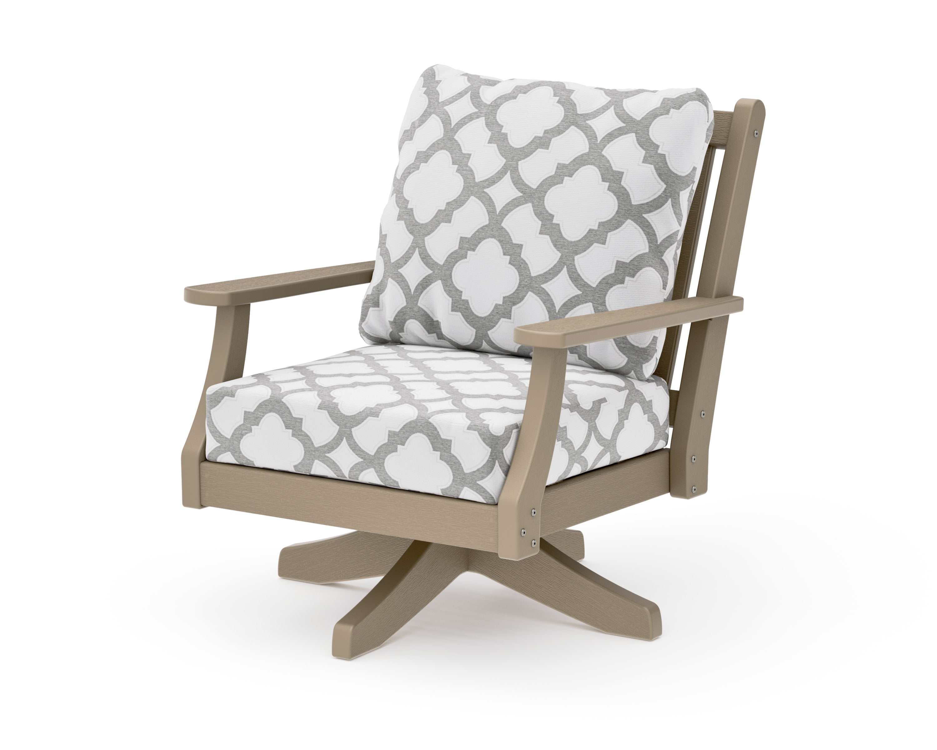 Wovendale Deep Seating Swivel Chair in Vintage Sahara / Trellis Grey Mist