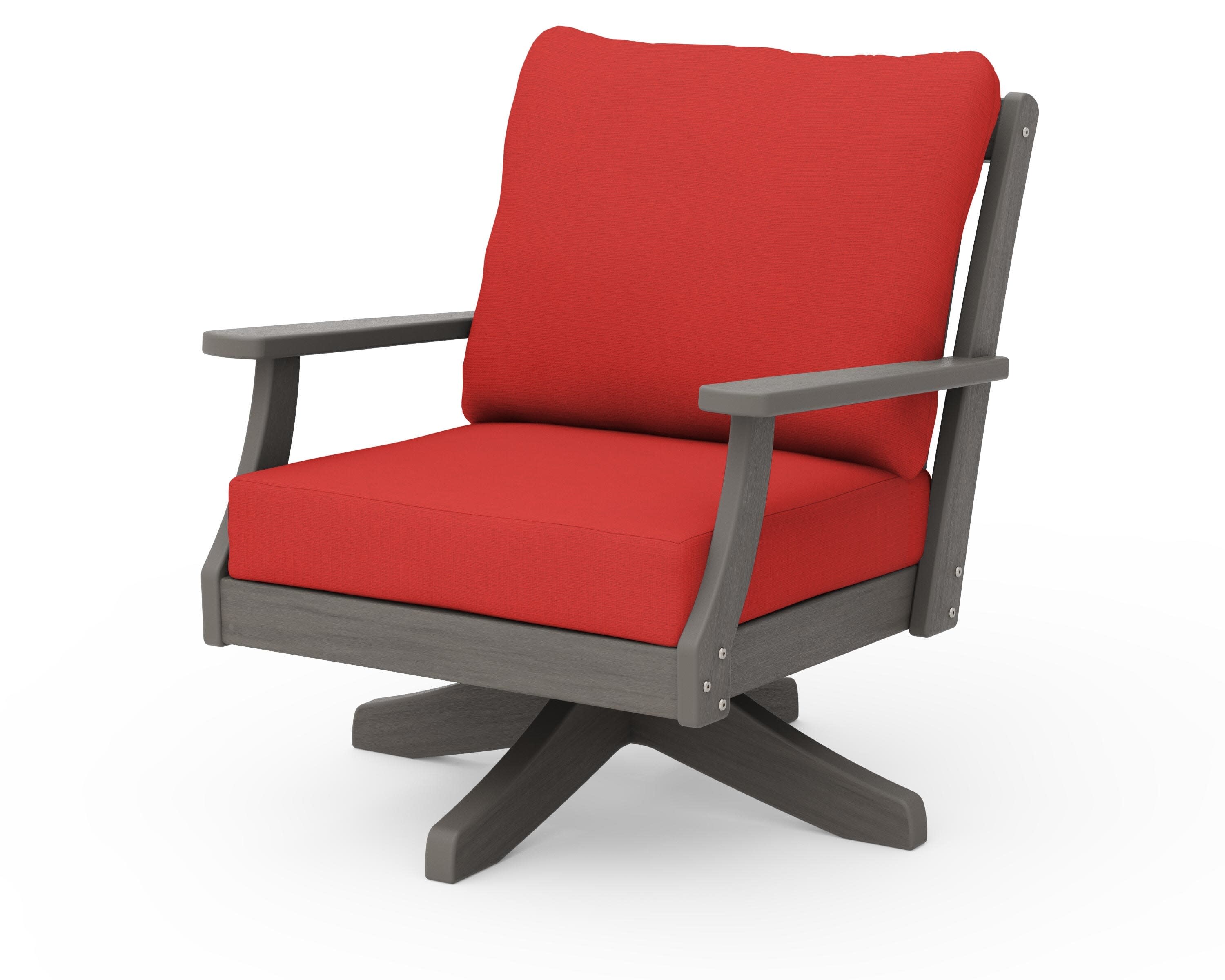 Braxton Deep Seating Swivel Chair in Driftwood / Crimson Linen