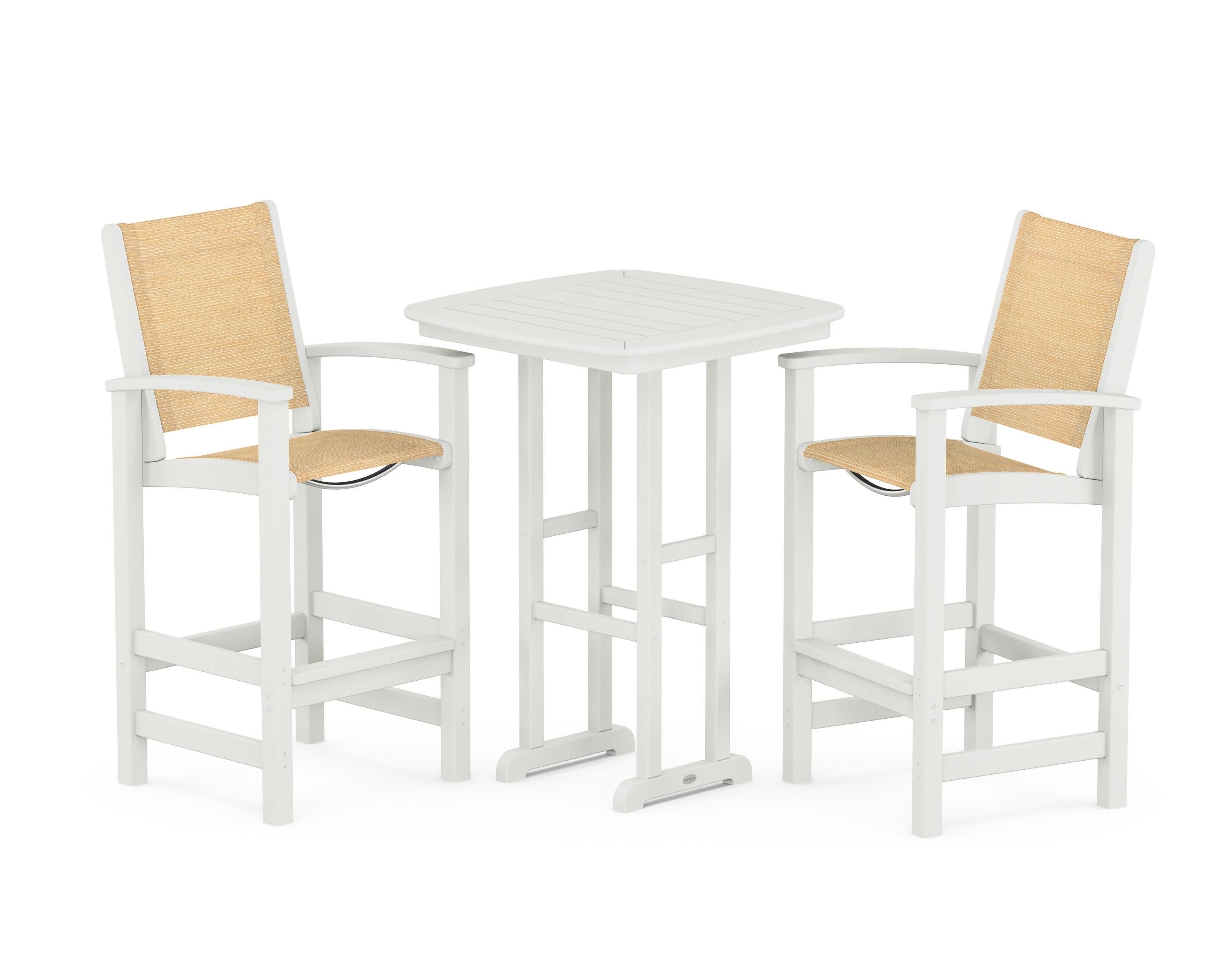 Coastal 3-Piece Bar Set in Vintage White / Dupioni Apricot Sling