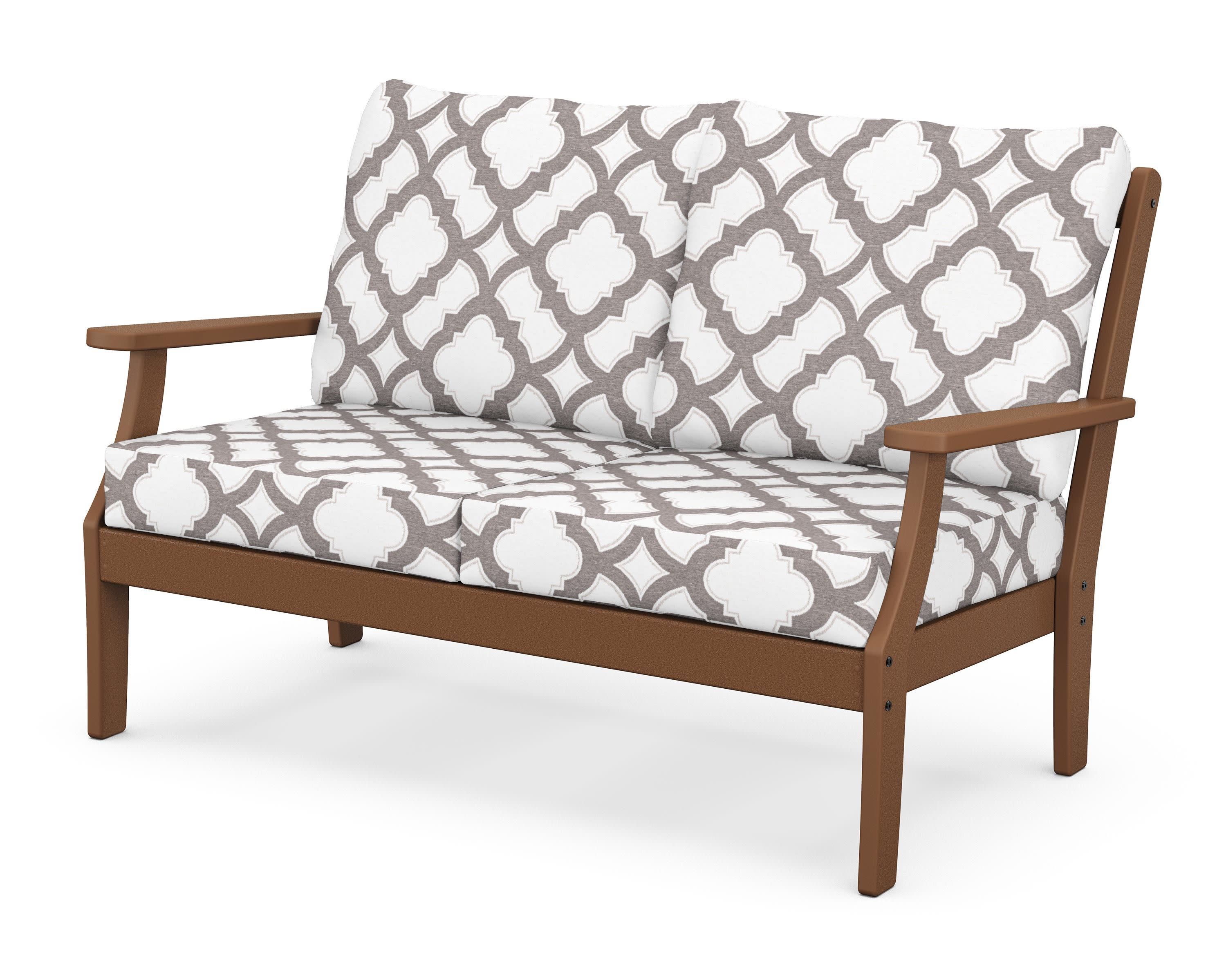 Braxton Deep Seating Loveseat in Teak / Trellis Grey Mist