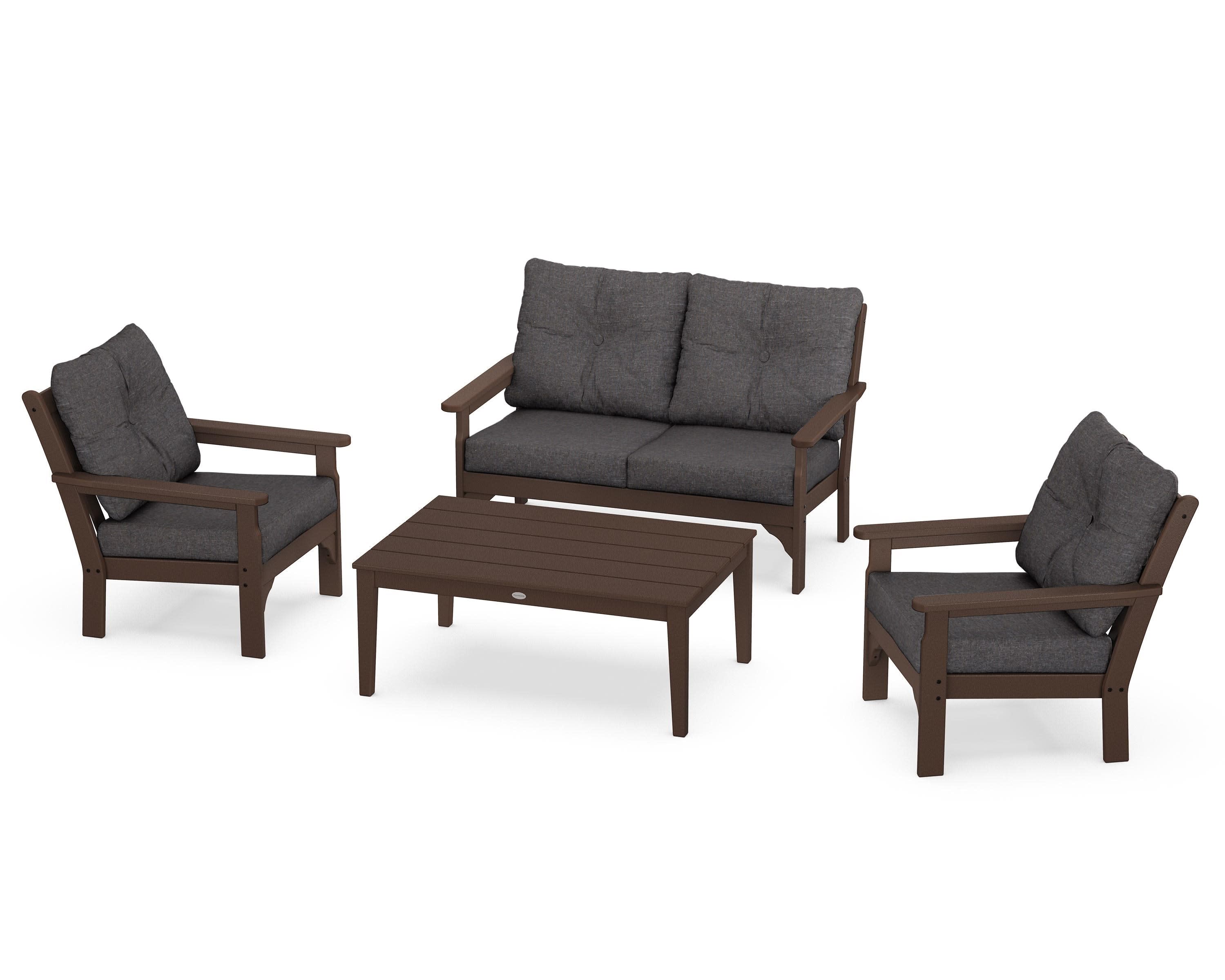 Vineyard 4-Piece Deep Seating Set in Mahogany / Ash Charcoal