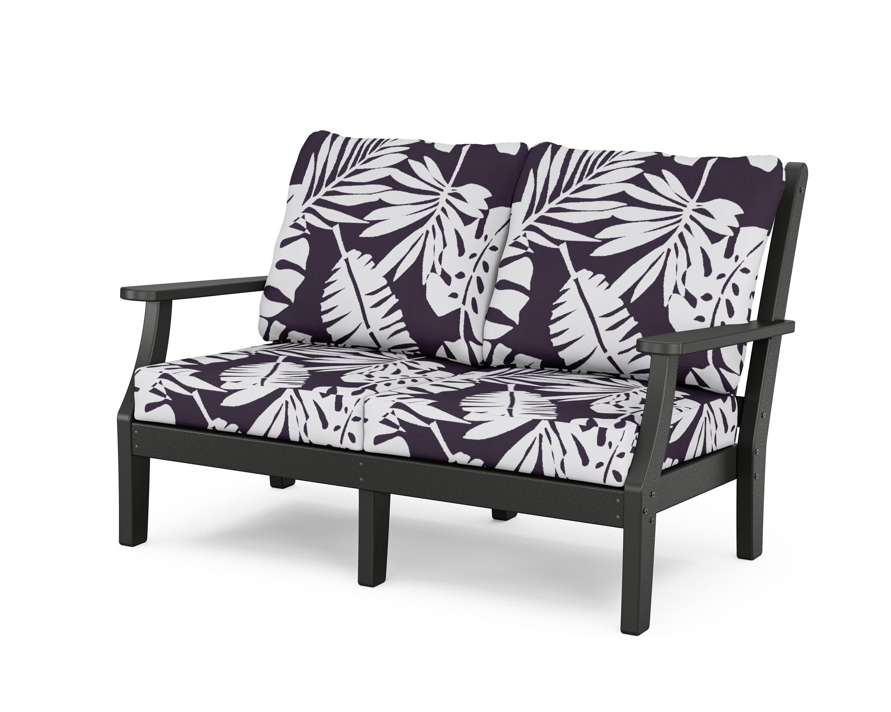 Wovendale Deep Seating Loveseat in Black / Leaf Navy