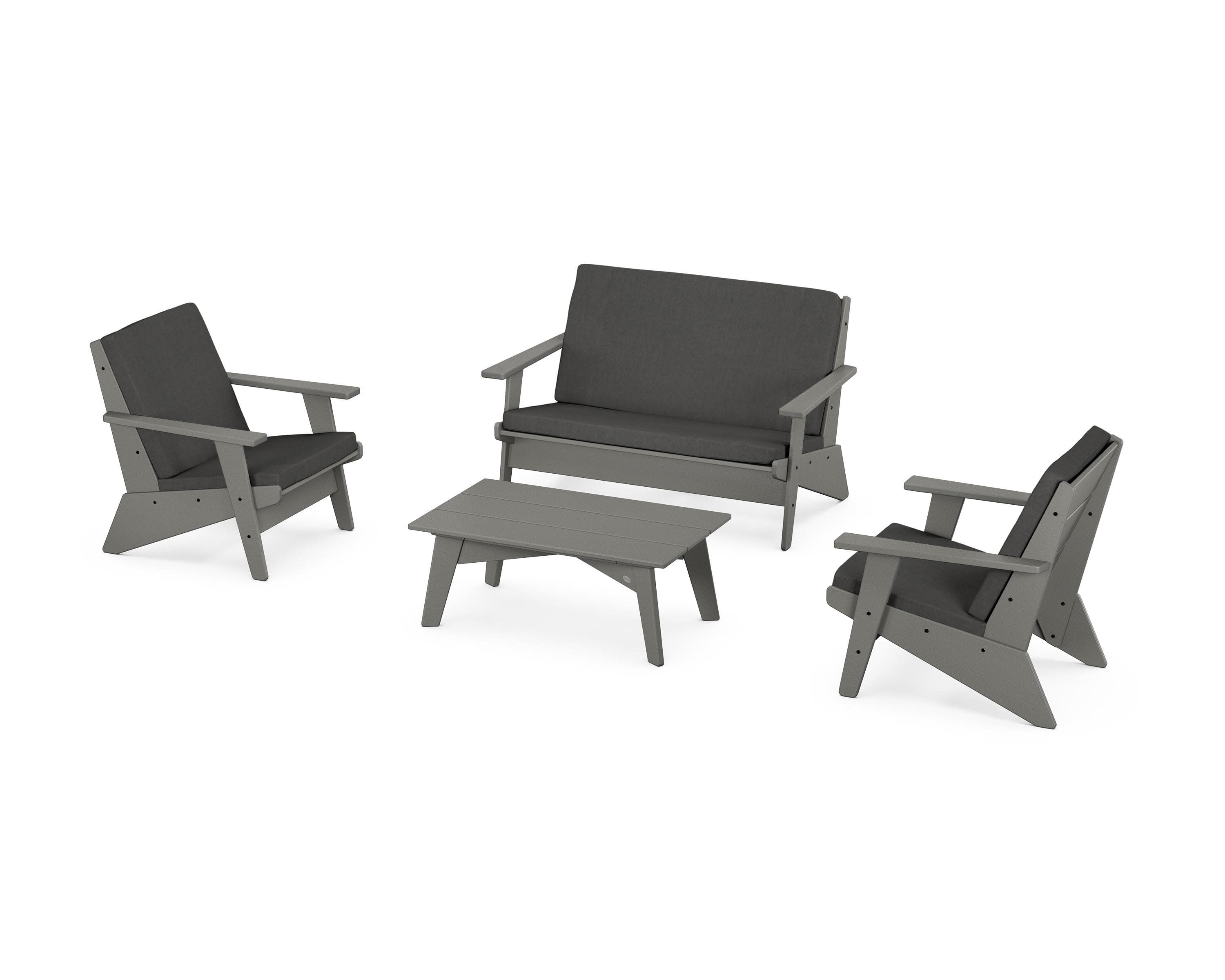 Riviera Modern Lounge 4-Piece Set in Slate Grey / Spectrum Carbon