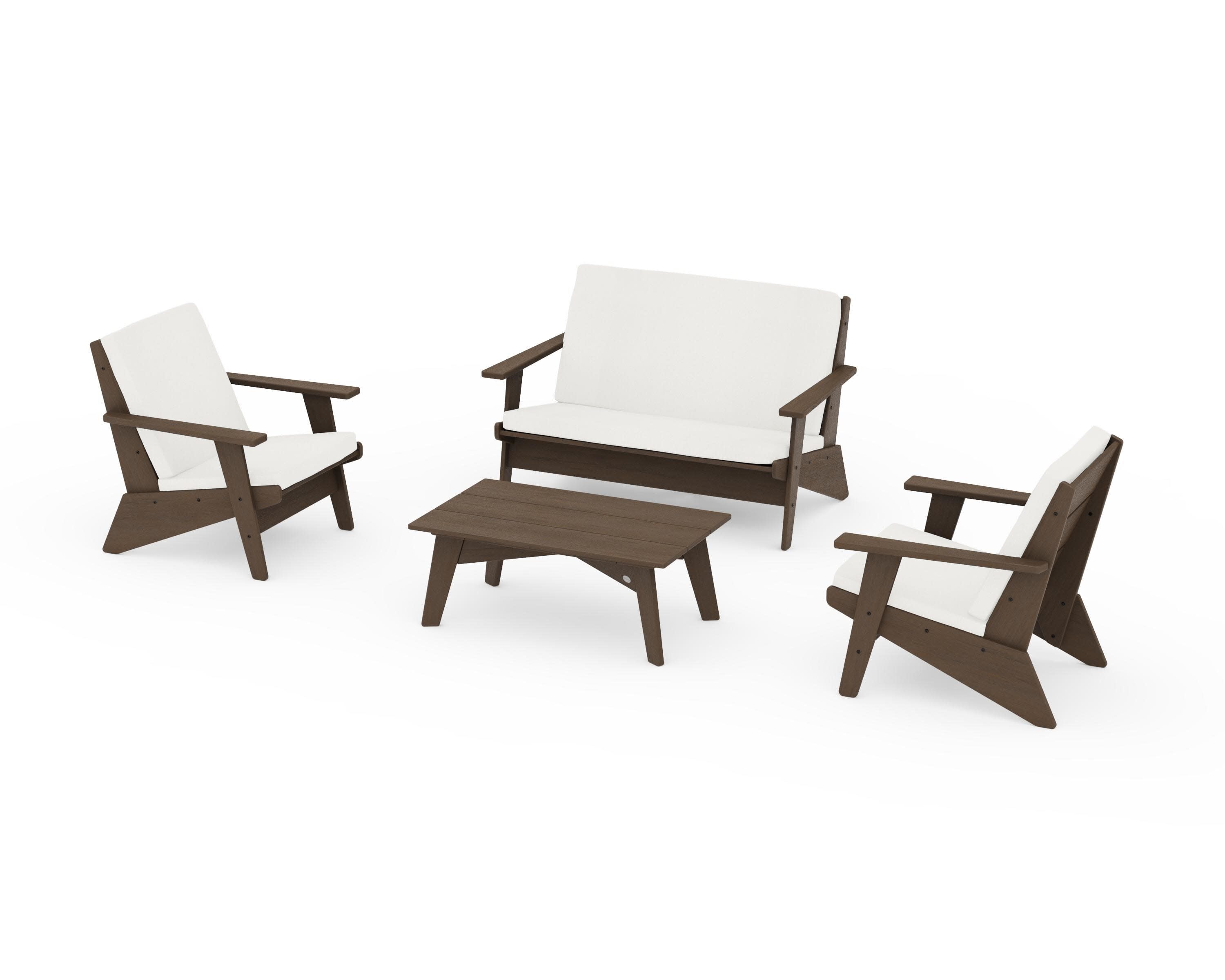 Riviera Modern Lounge 4-Piece Set in Kona / Natural Linen