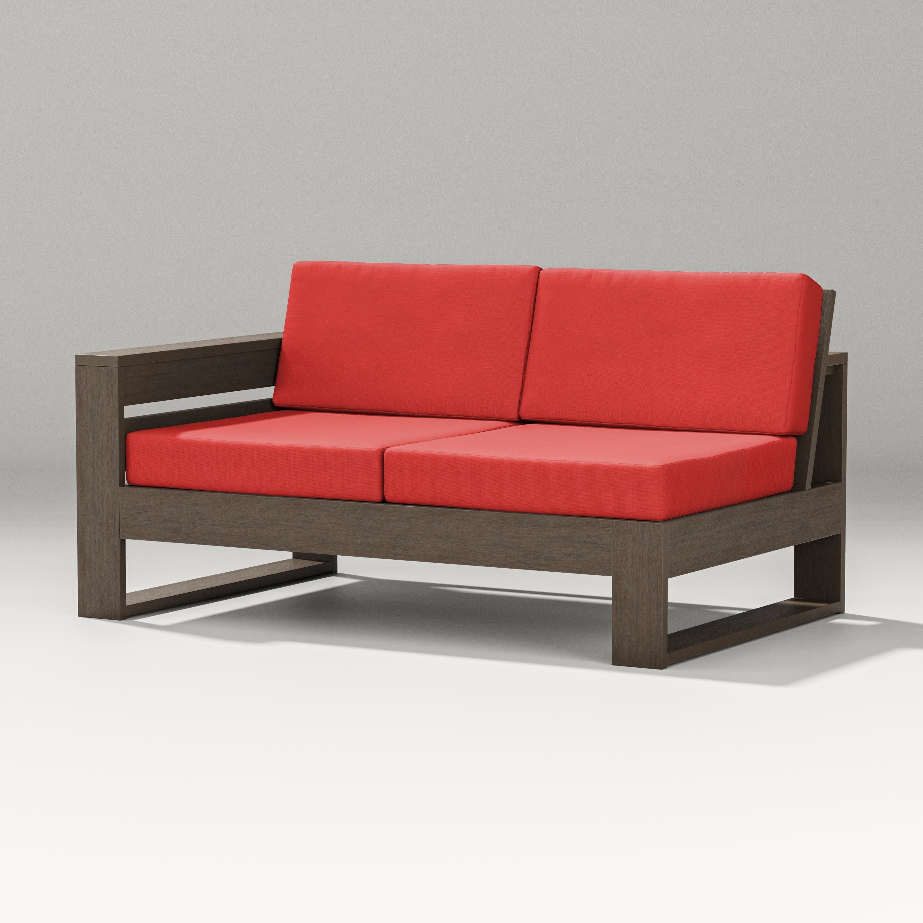 Latitude Modular Left Arm Loveseat in Kona / Crimson Linen