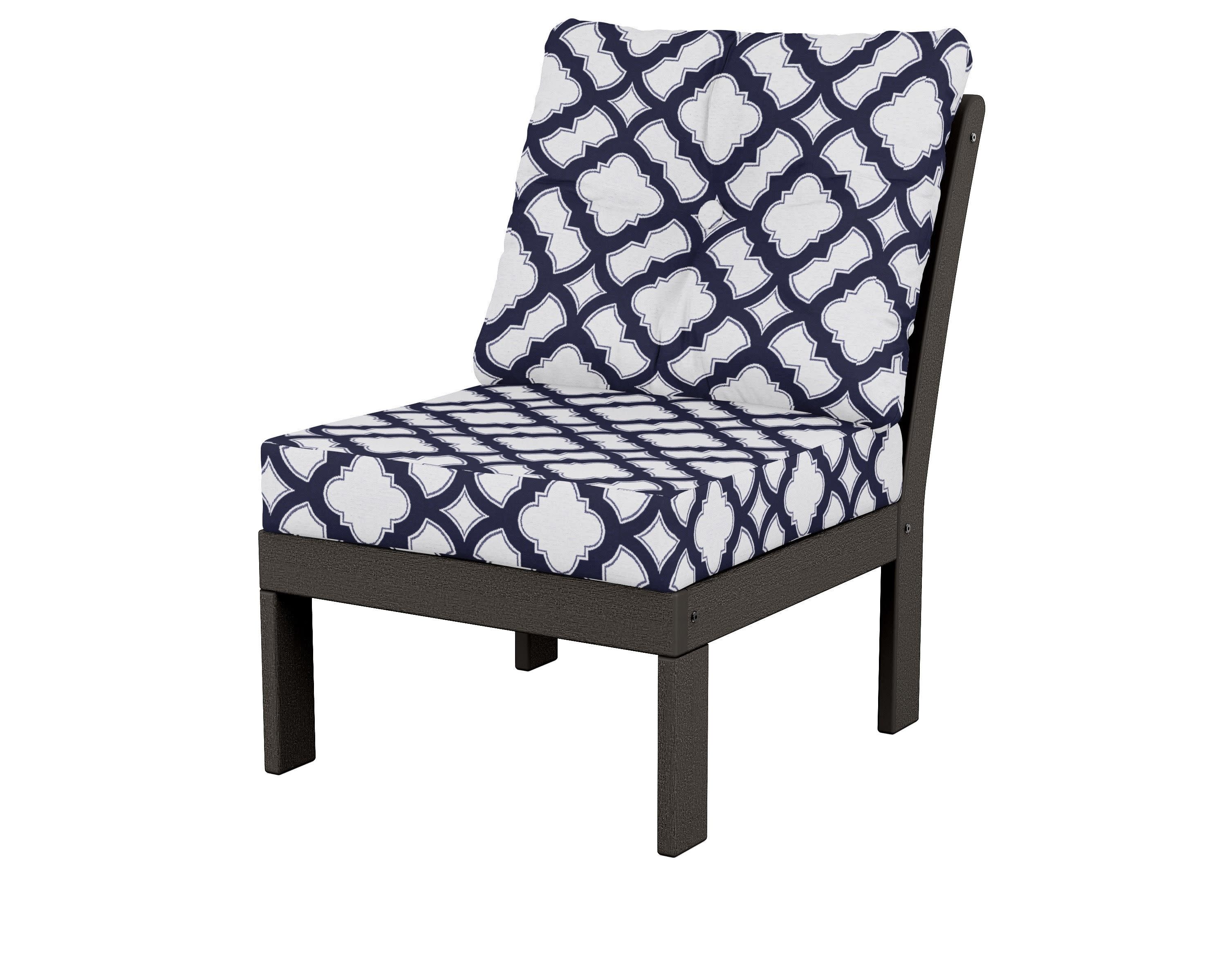 Vineyard Modular Armless Chair in Vintage Coffee / Trellis Navy