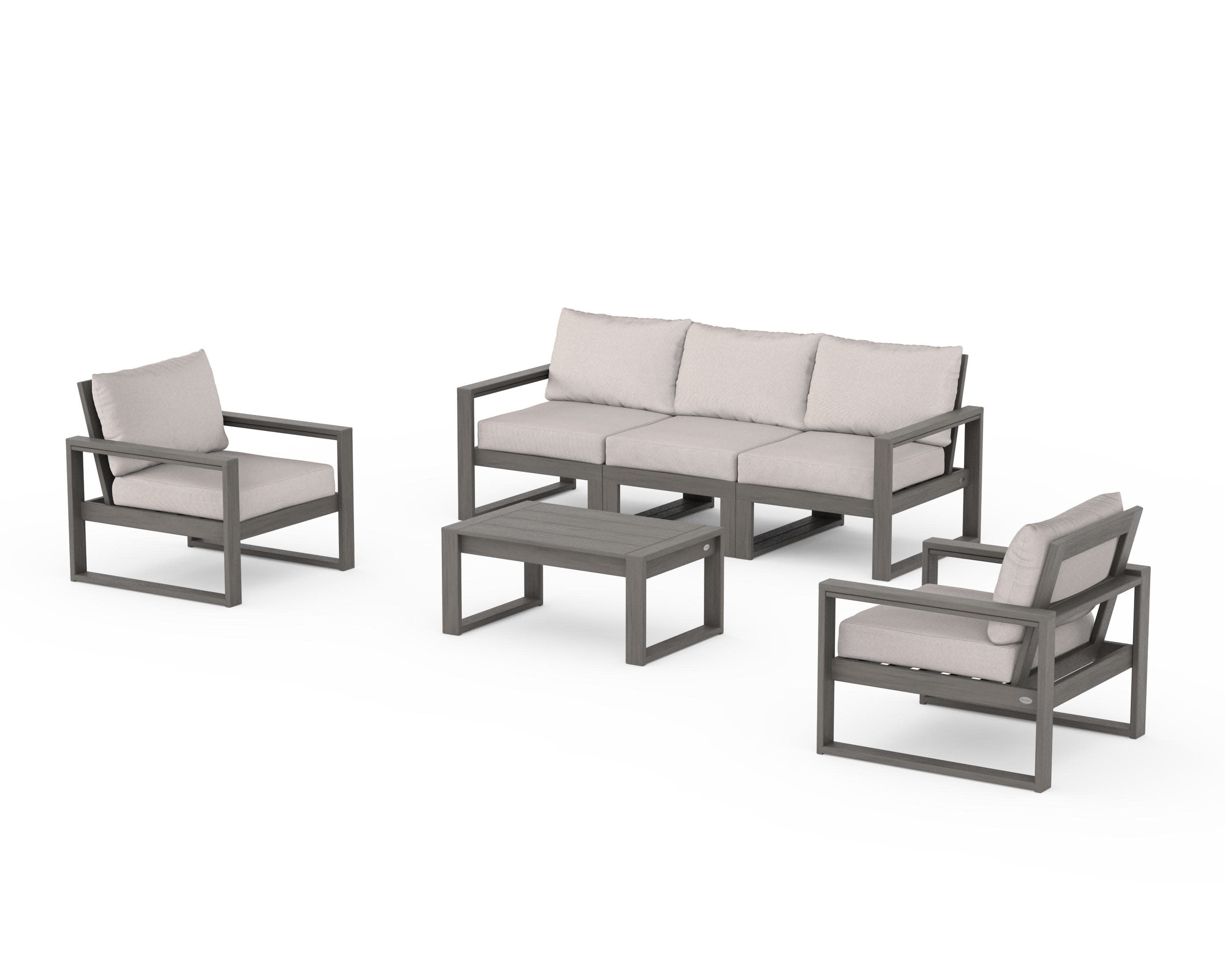 EDGE Sectional 4-Piece Deep Seating Set with Sofa in Driftwood / Dune Burlap