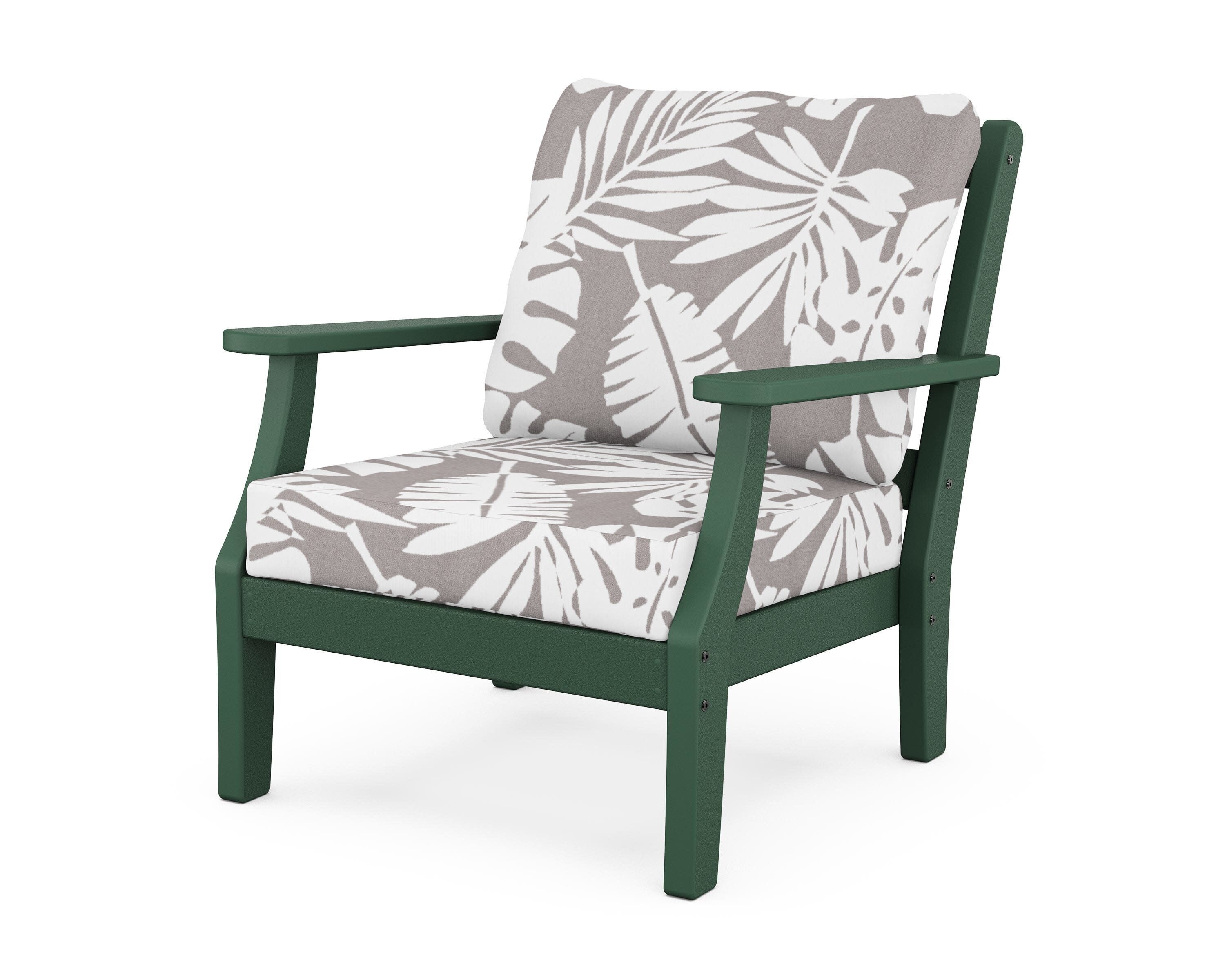 Chinoiserie Deep Seating Chair in Green / Leaf Grey Mist