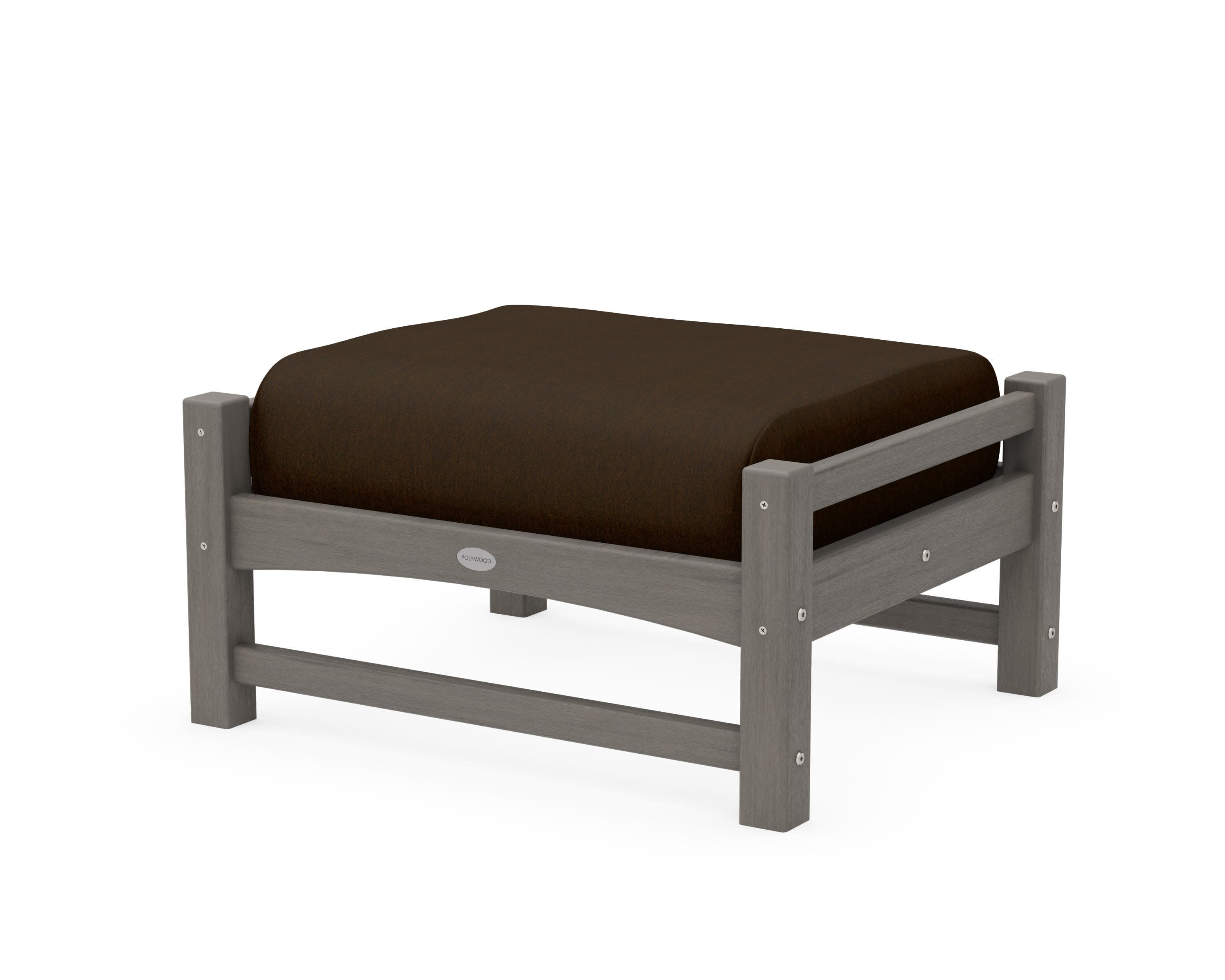 Club Ottoman in Driftwood / Canvas Java