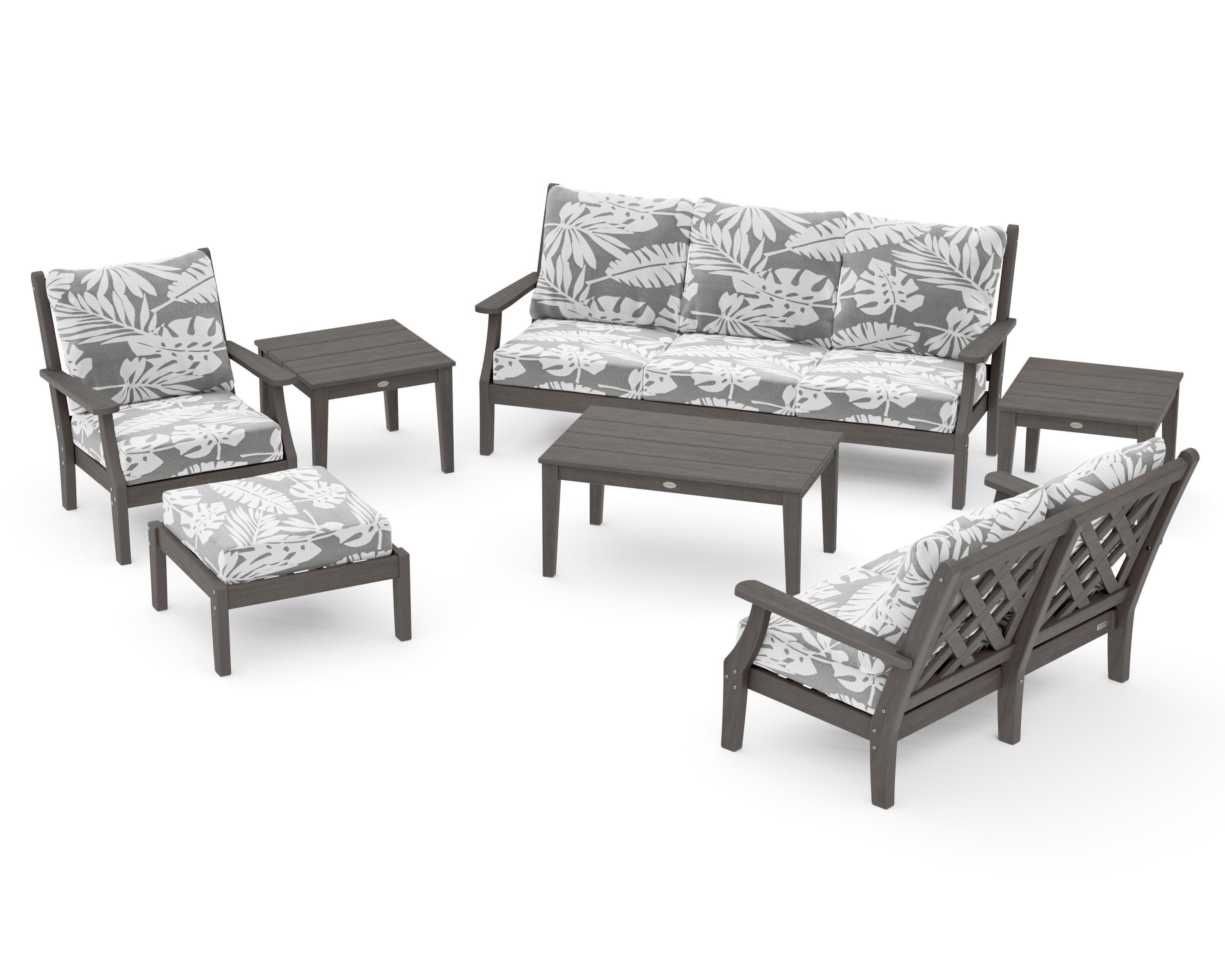 Wovendale 7-Piece Deep Seating Set in Driftwood / Leaf Grey Mist