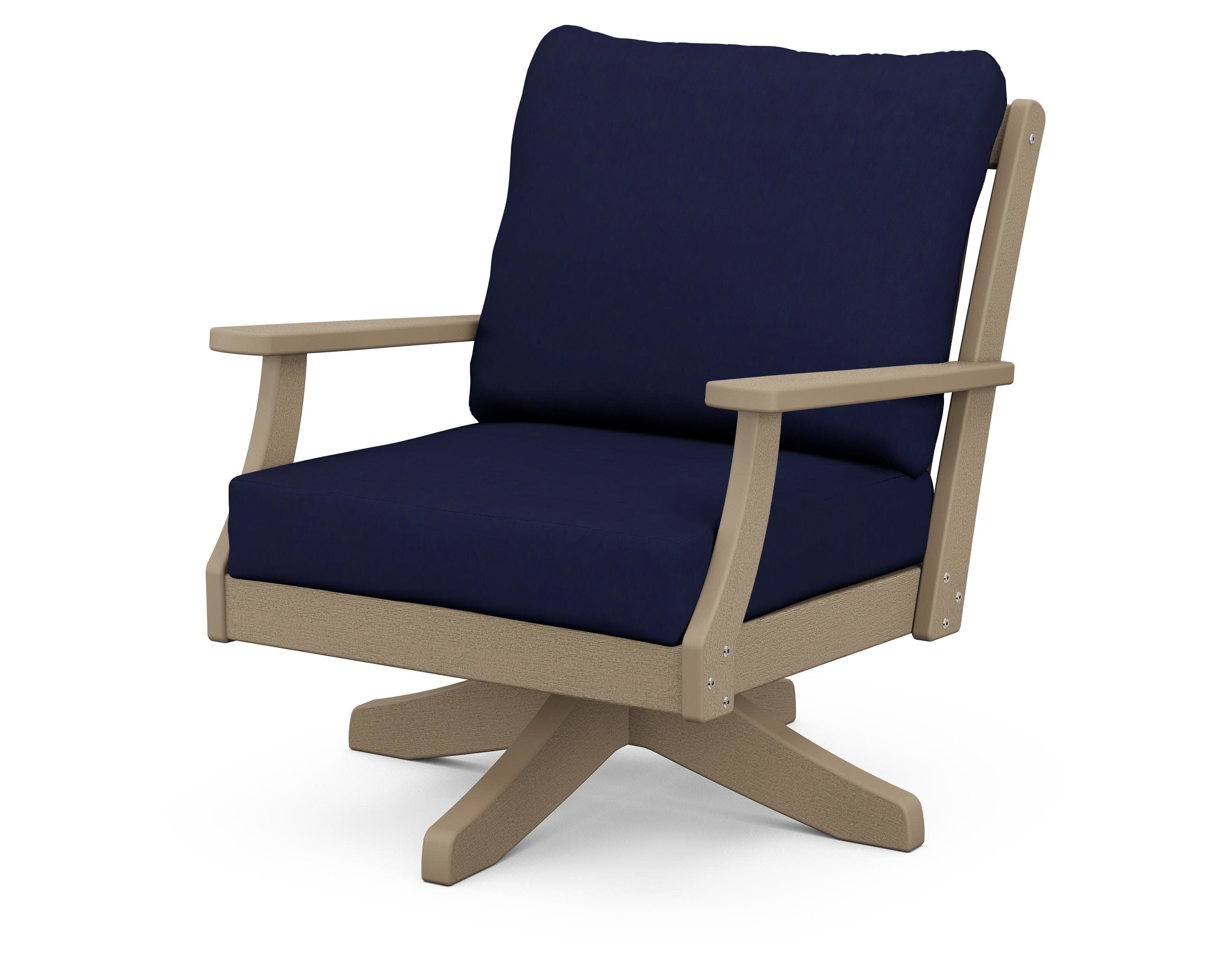 Braxton Deep Seating Swivel Chair in Vintage Sahara / Navy