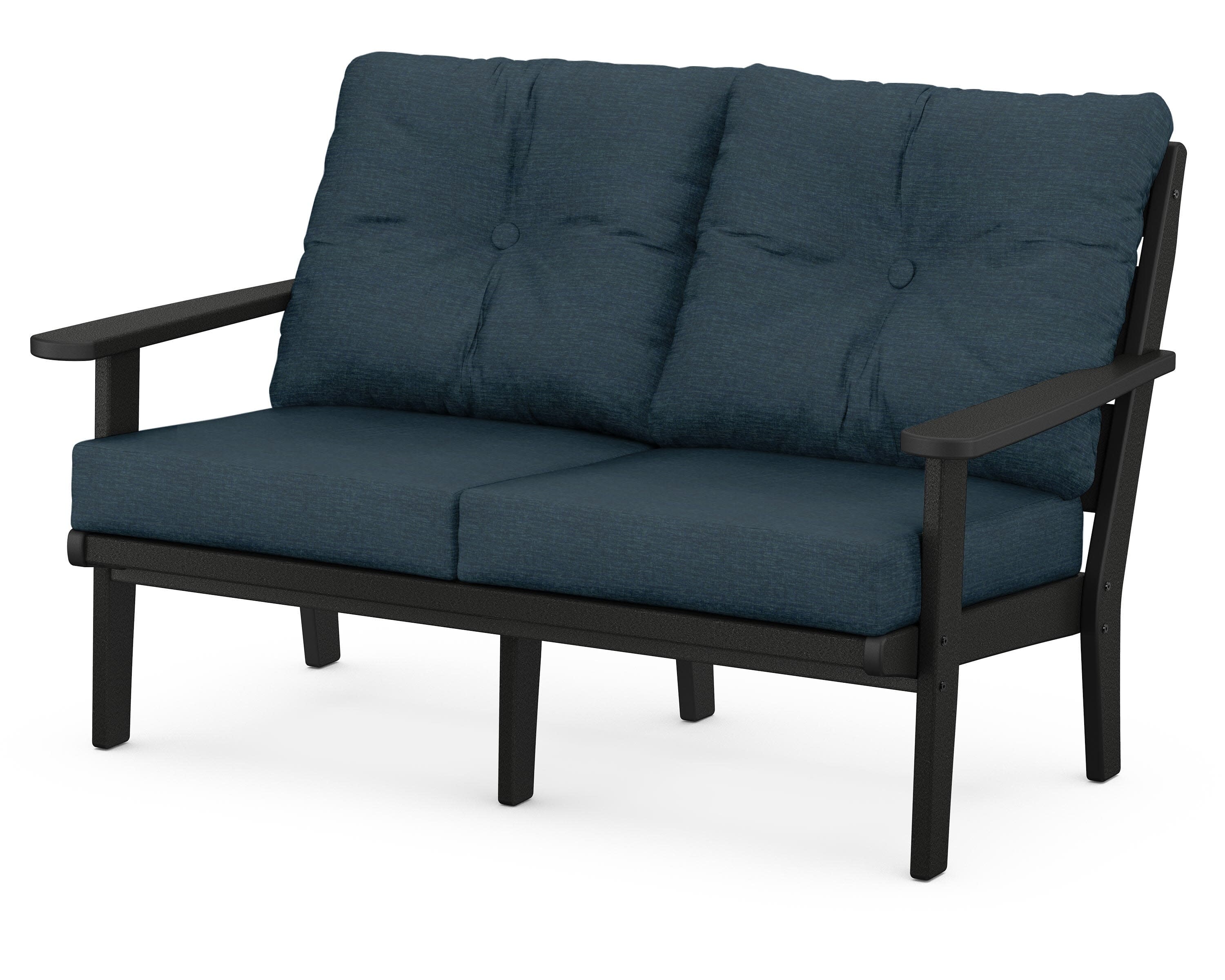 Lakeside Deep Seating Loveseat in Black / Platform Indigo