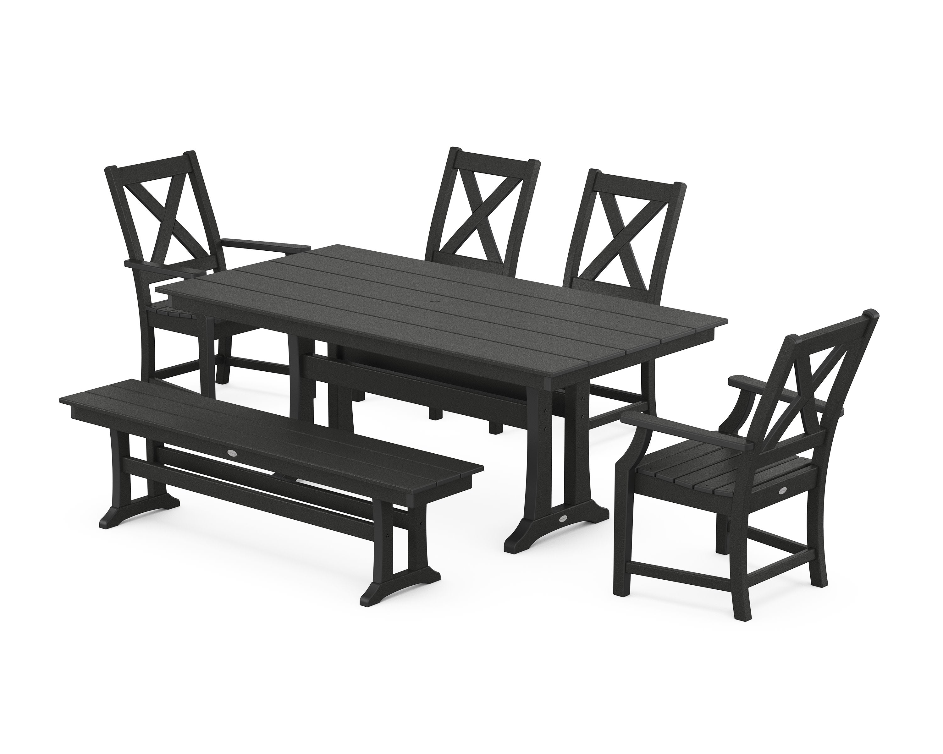 Braxton 6-Piece Farmhouse Dining Set With Trestle Legs in Black