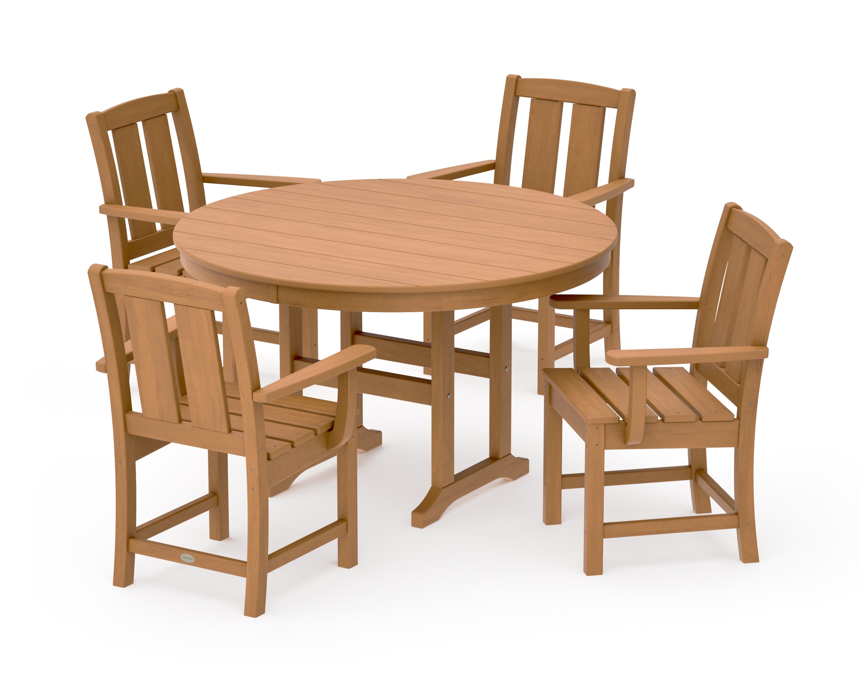 Mission 5-Piece Round Farmhouse Dining Set in Natural