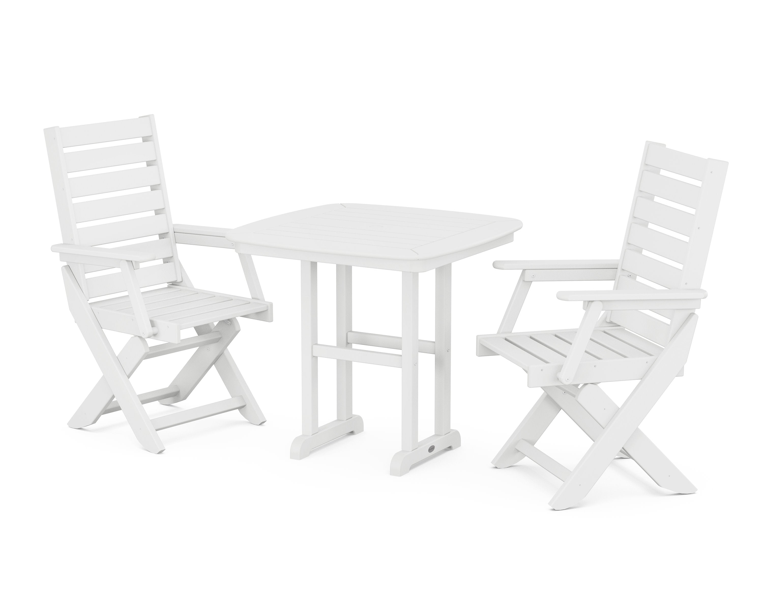 Captain Folding Chair 3-Piece Dining Set in White