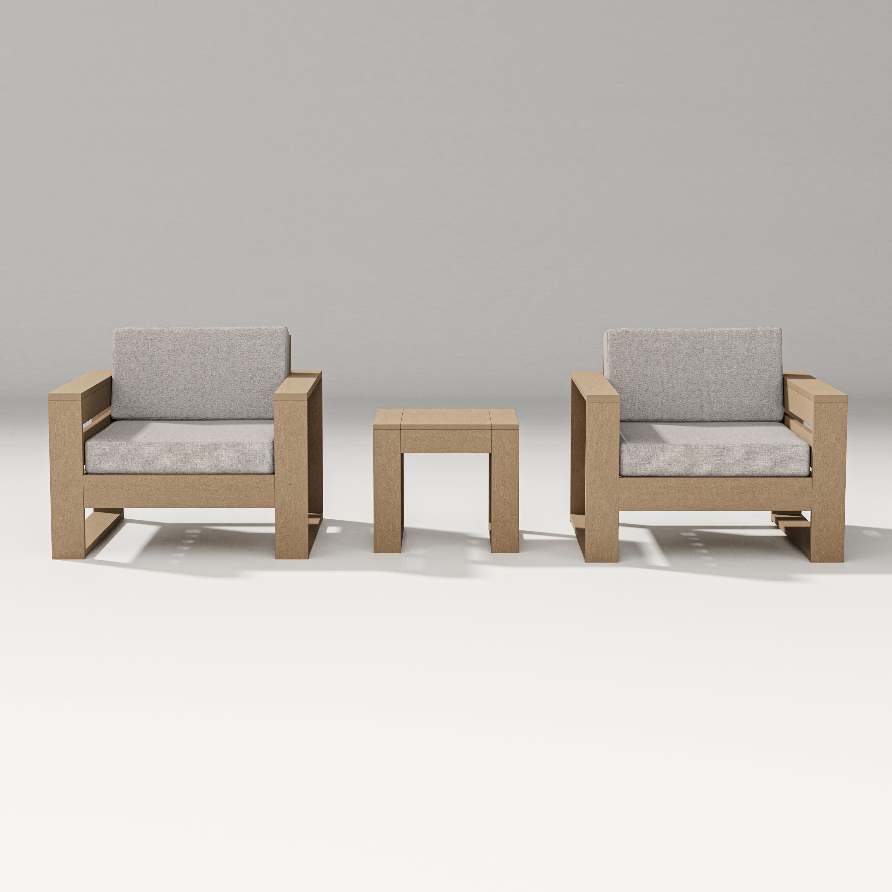 Latitude 3-Piece Lounge Chair Set in Vintage Sahara / Weathered Tweed