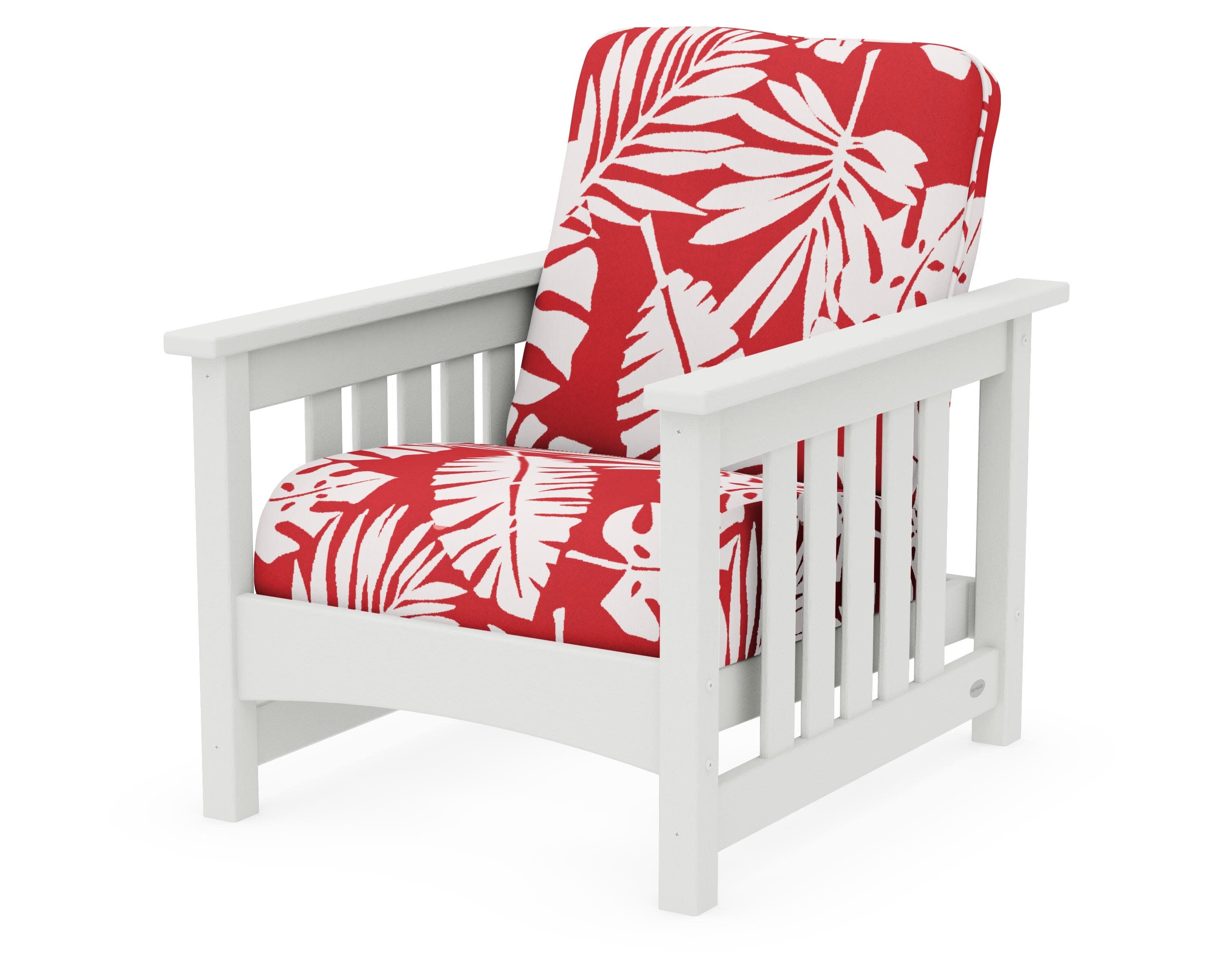 Club Mission Chair in Vintage White / Leaf Crimson