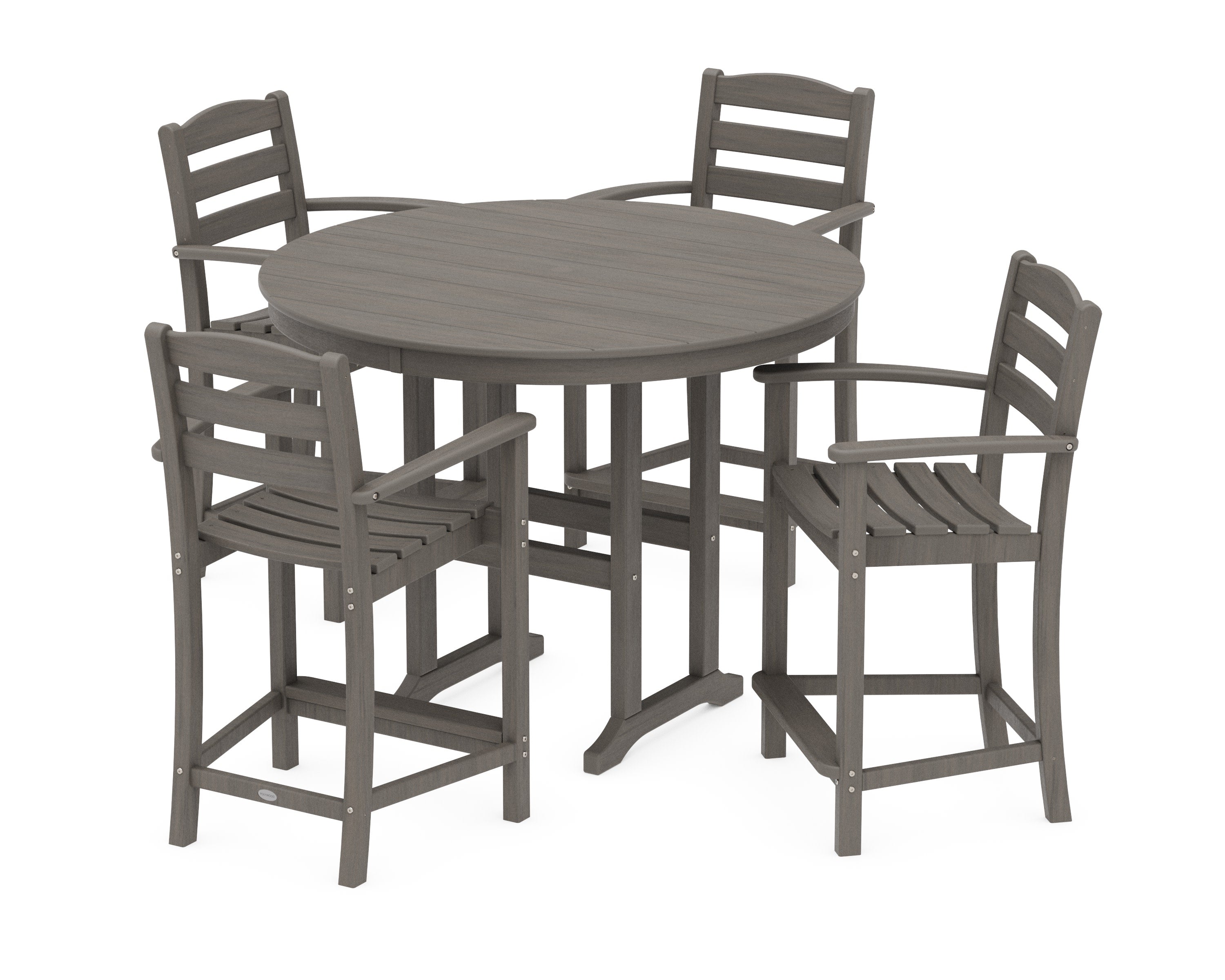 La Casa Caf 5-Piece Round Farmhouse Counter Set in Driftwood