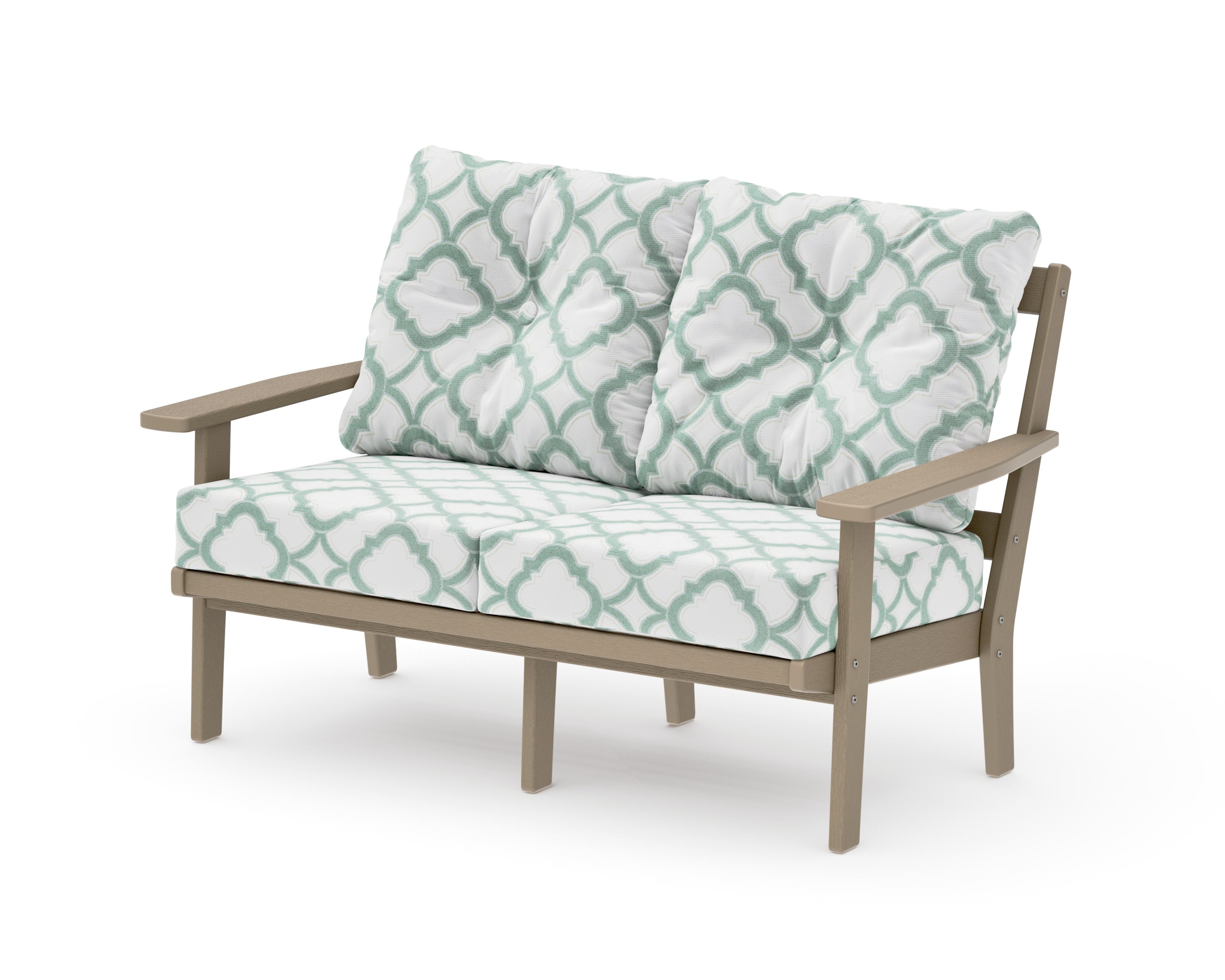 Prairie Deep SeatingLoveseat in Vintage Sahara / Trellis Glacier Spa