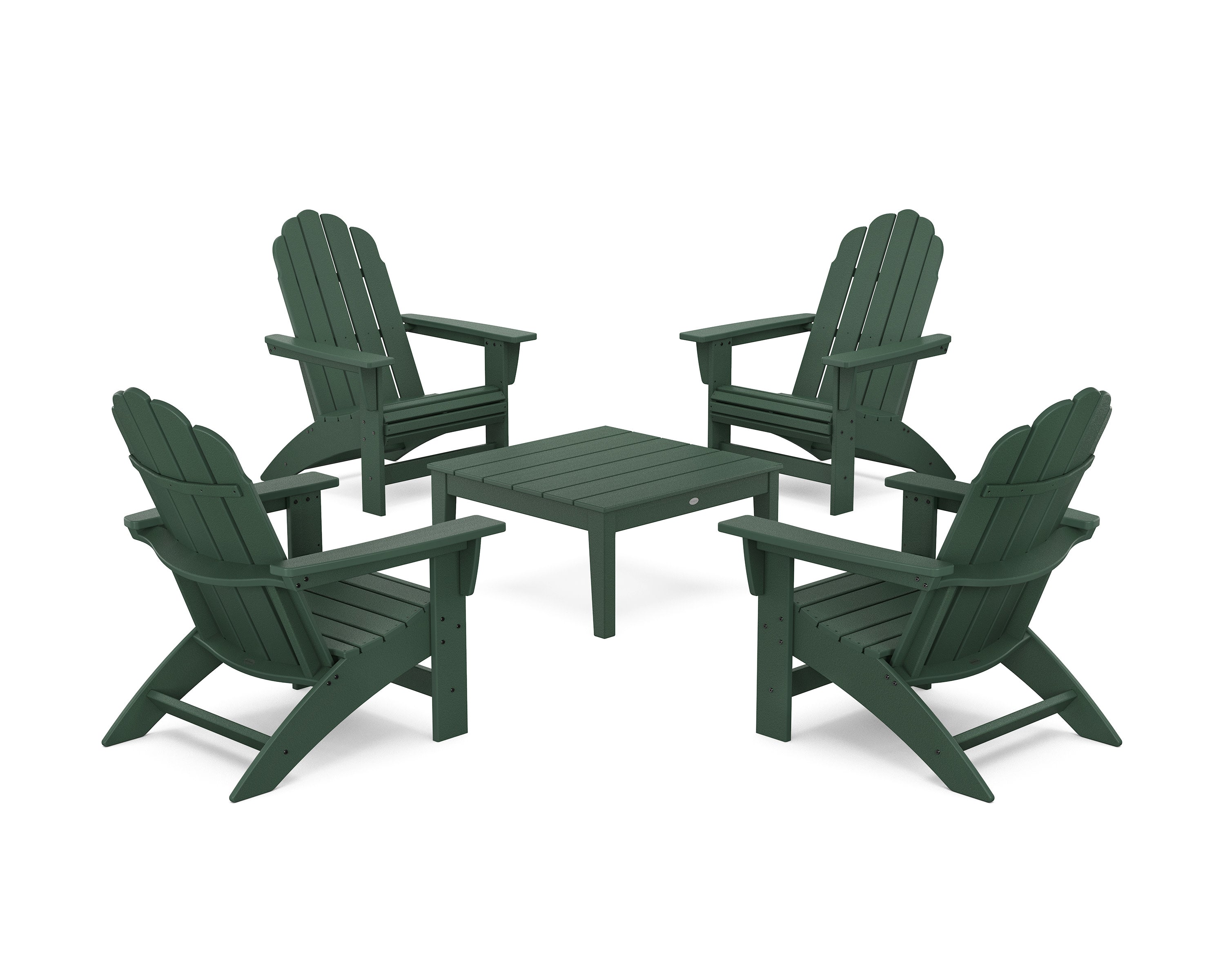 5-Piece Vineyard Grand Adirondack Chair Conversation Group in Green