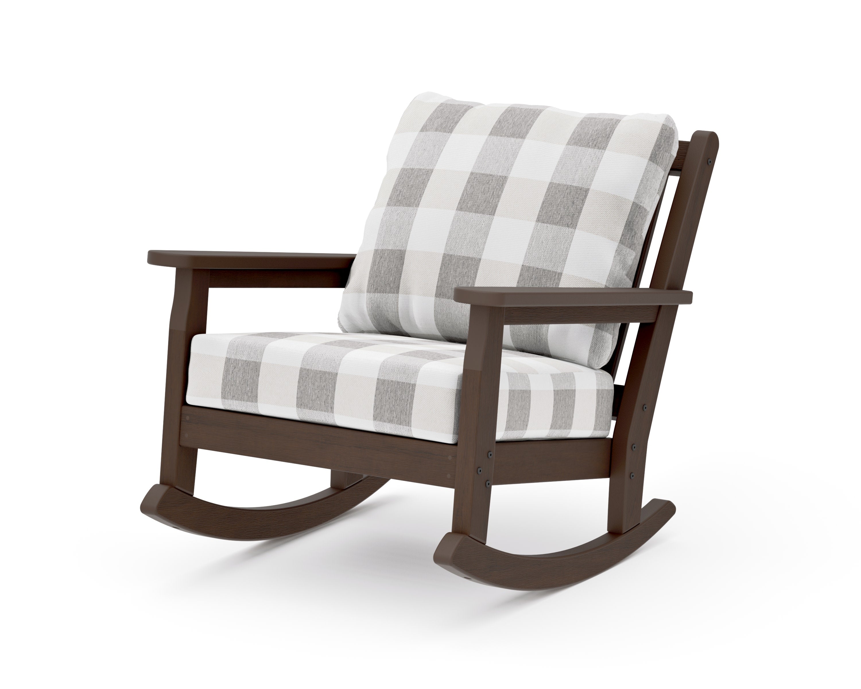 Chippendale Deep Seating Rocking Chair in Kona / Buffalo Plaid Grey Mist