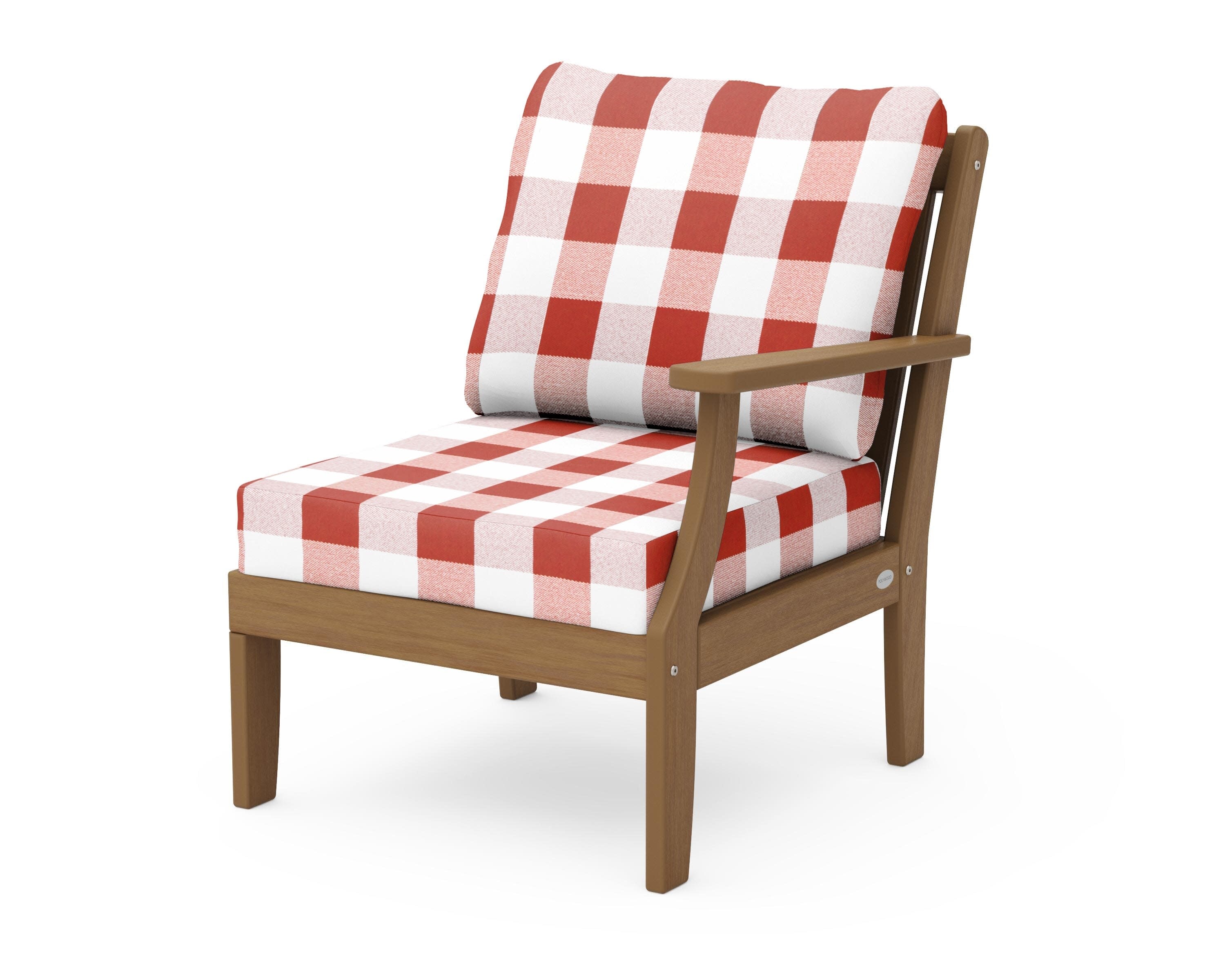 Braxton Modular Right Arm Chair in Natural / Buffalo Plaid Crimson