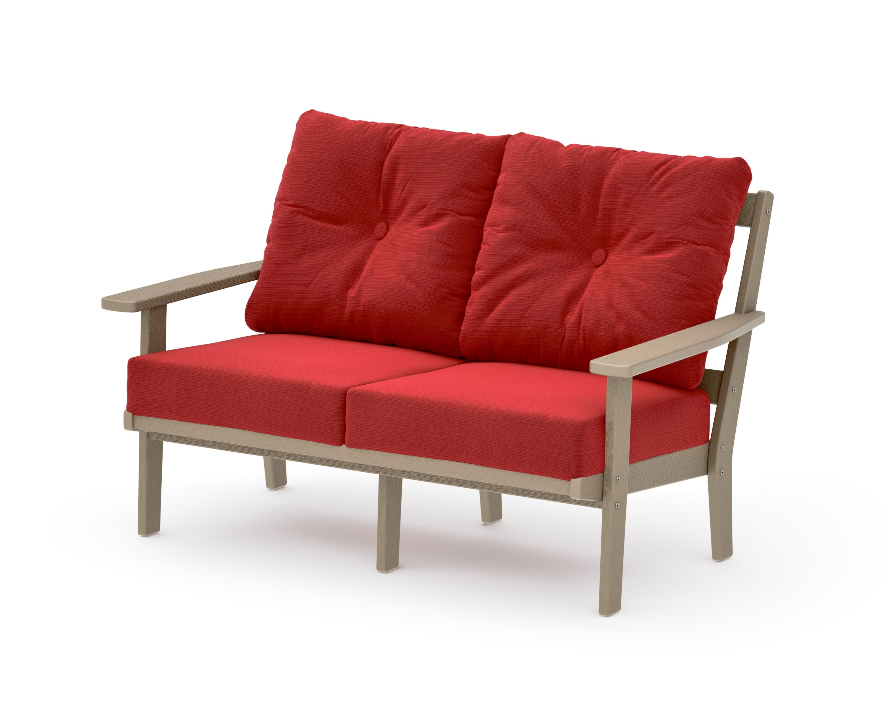 Oxford Deep SeatingLoveseat in Vintage Sahara / Crimson Linen