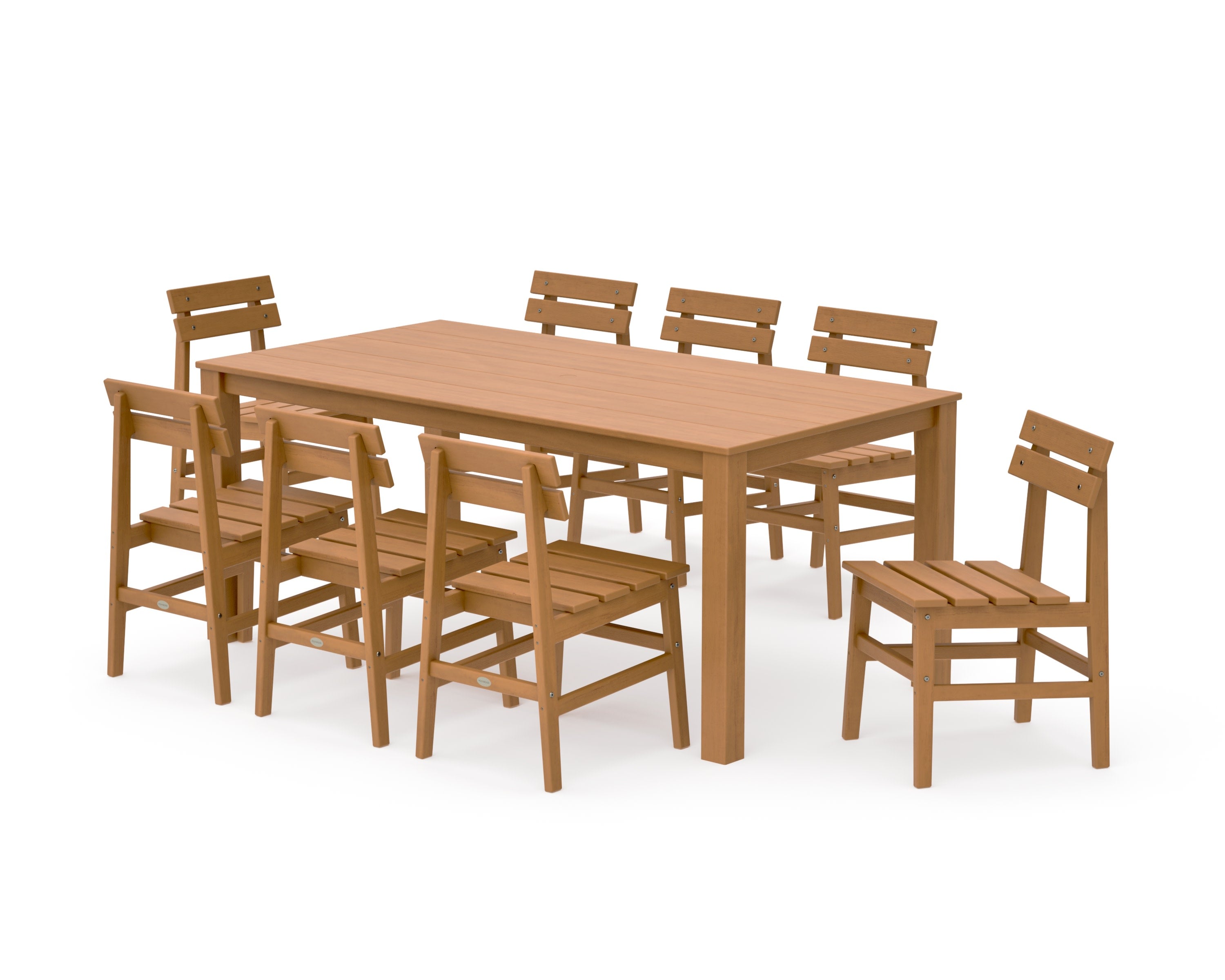 Modern Studio Plaza Chair 9-Piece Parsons Dining Set in Natural