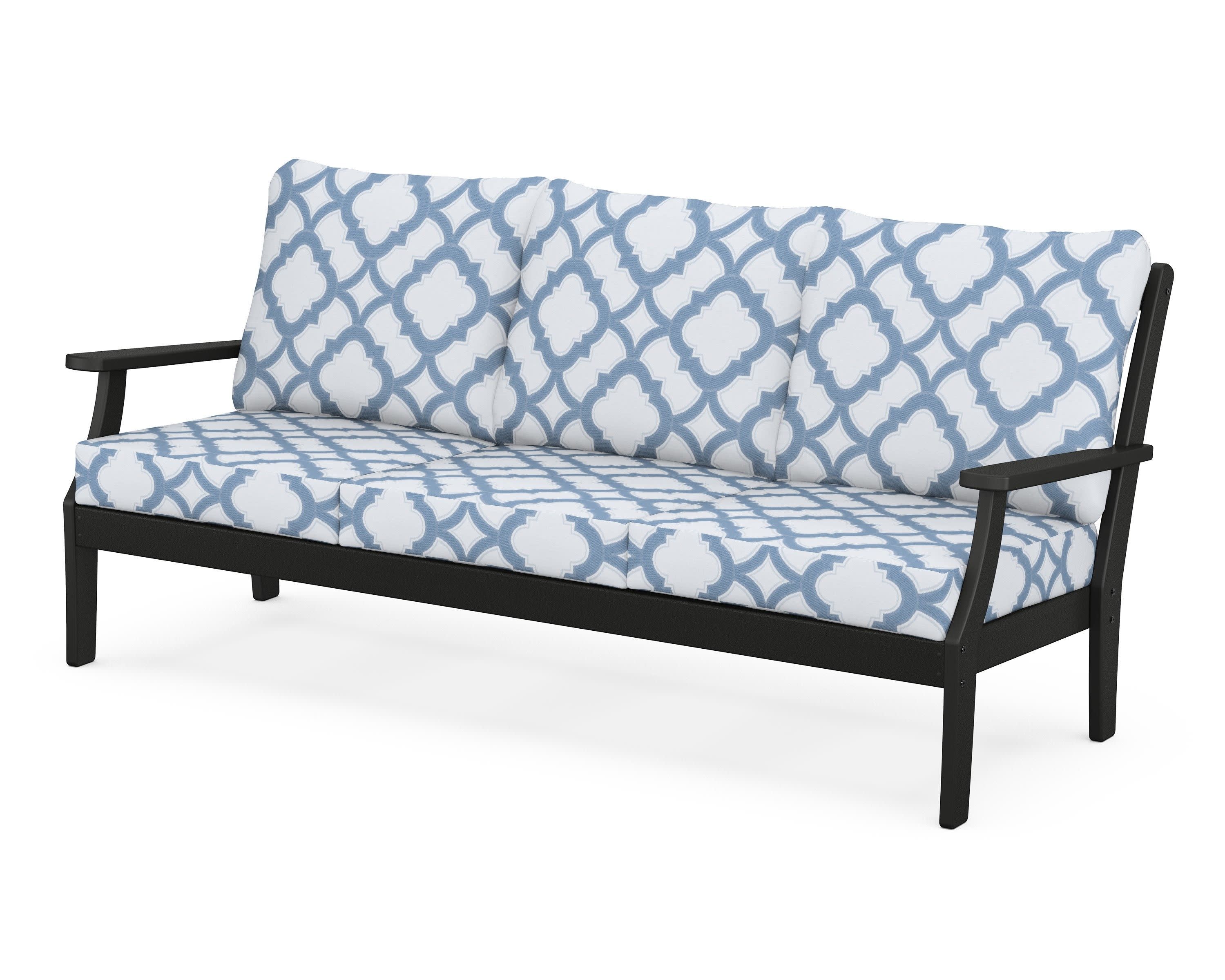 Braxton Deep Seating Sofa in Black / Trellis Sky Blue