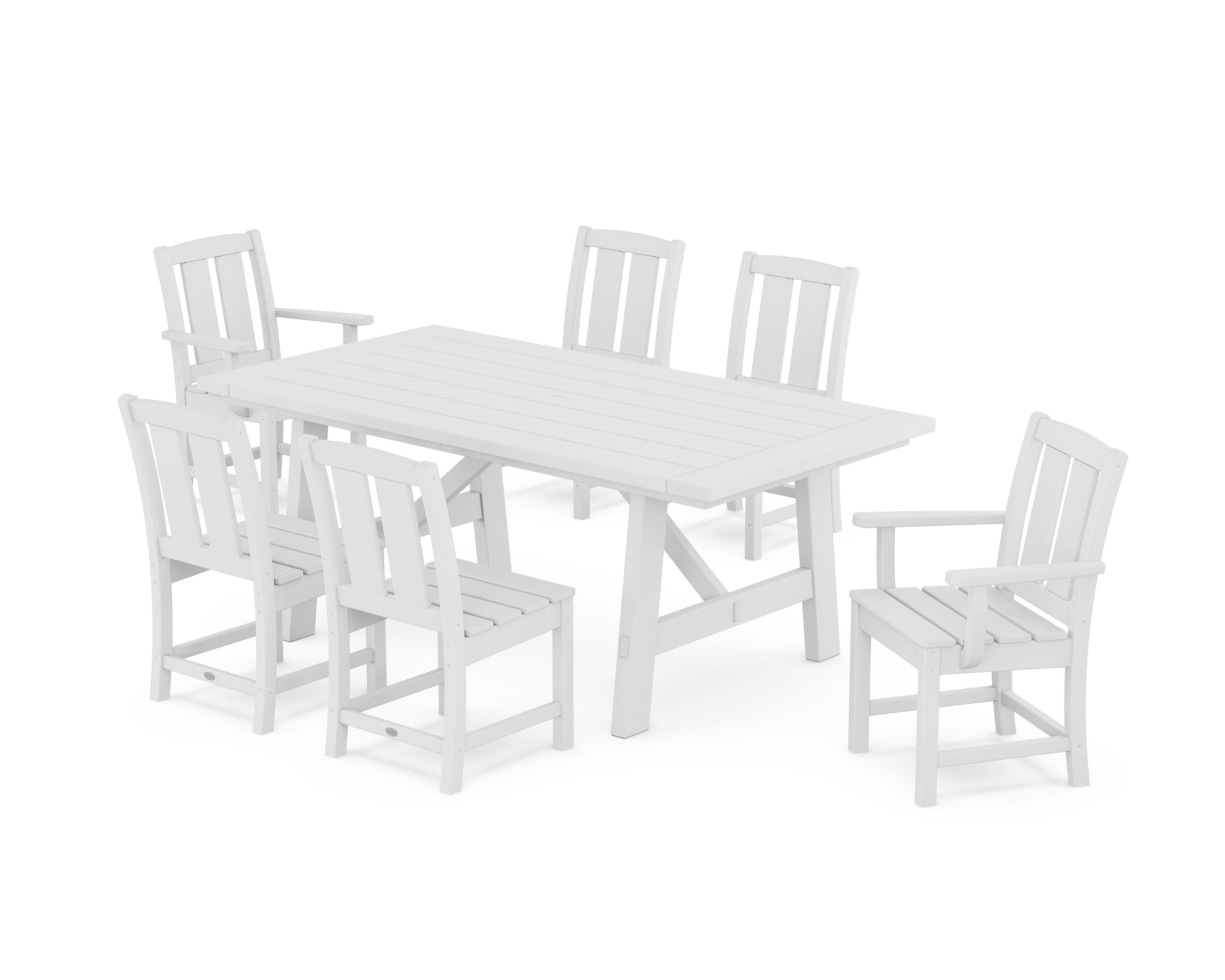 Mission 7-Piece Rustic Farmhouse Dining Set in White