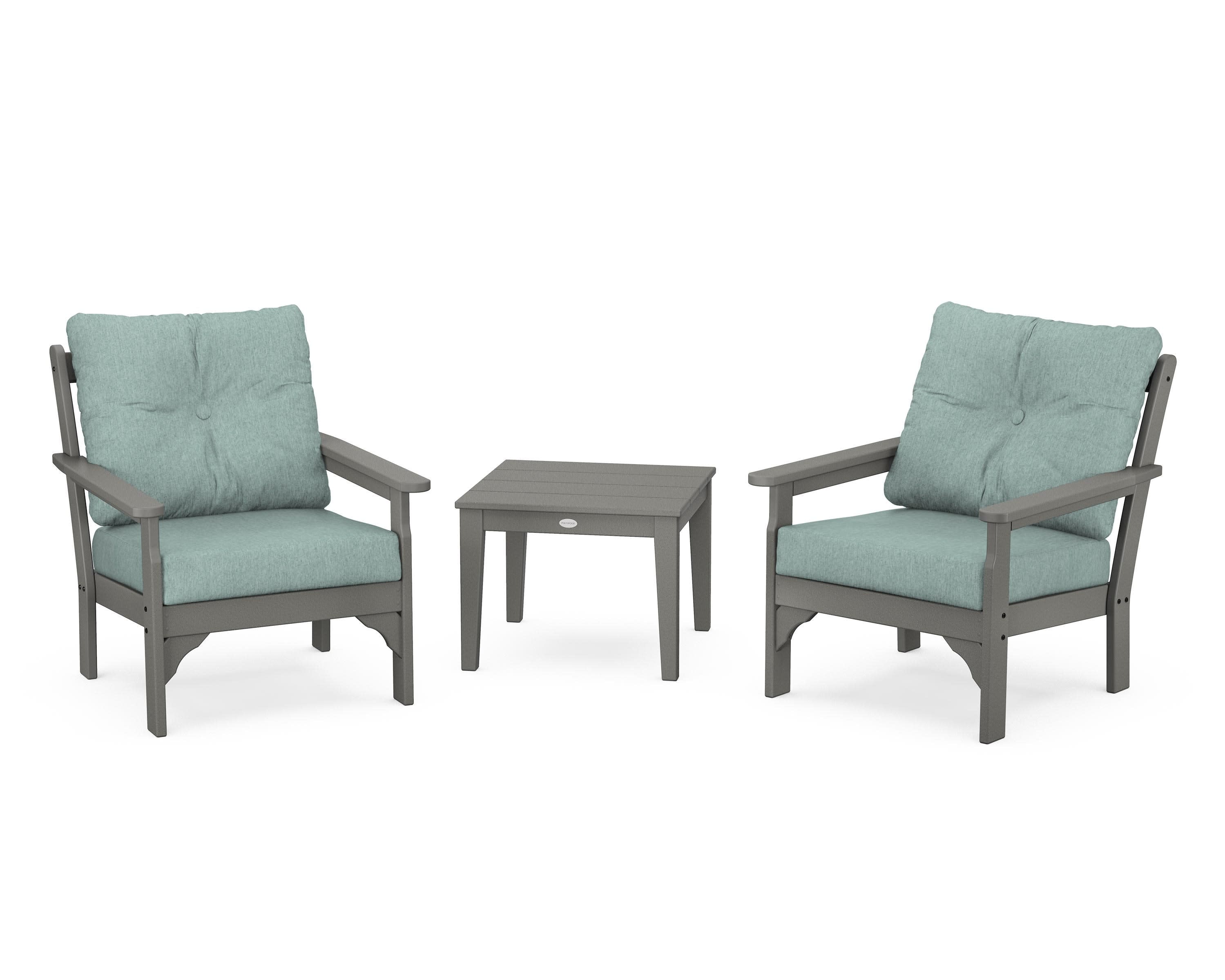Vineyard 3-Piece Deep Seating Set in Slate Grey / Glacier Spa