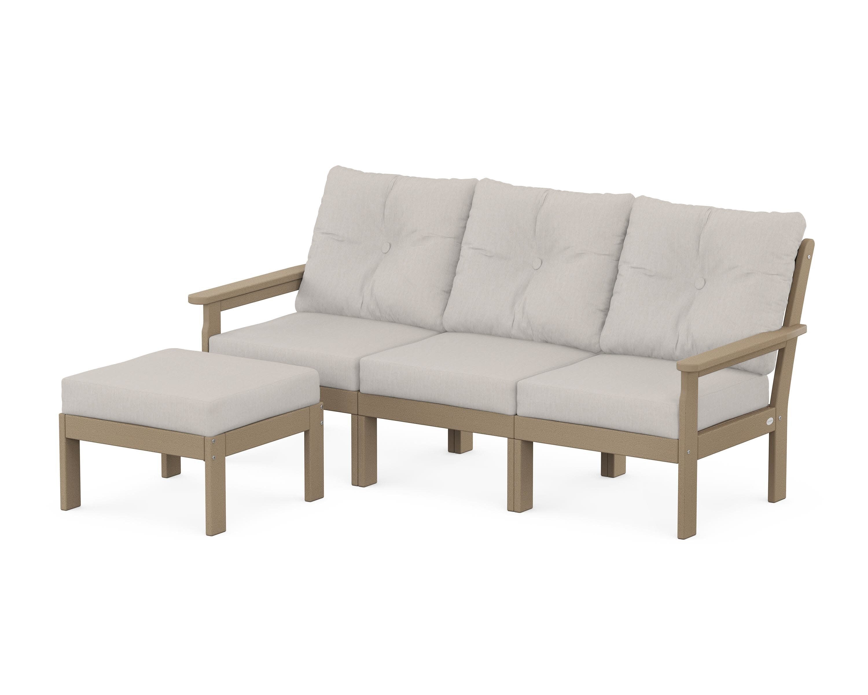 Vineyard 4-Piece Sectional with Ottoman in Vintage Sahara / Cast Ash