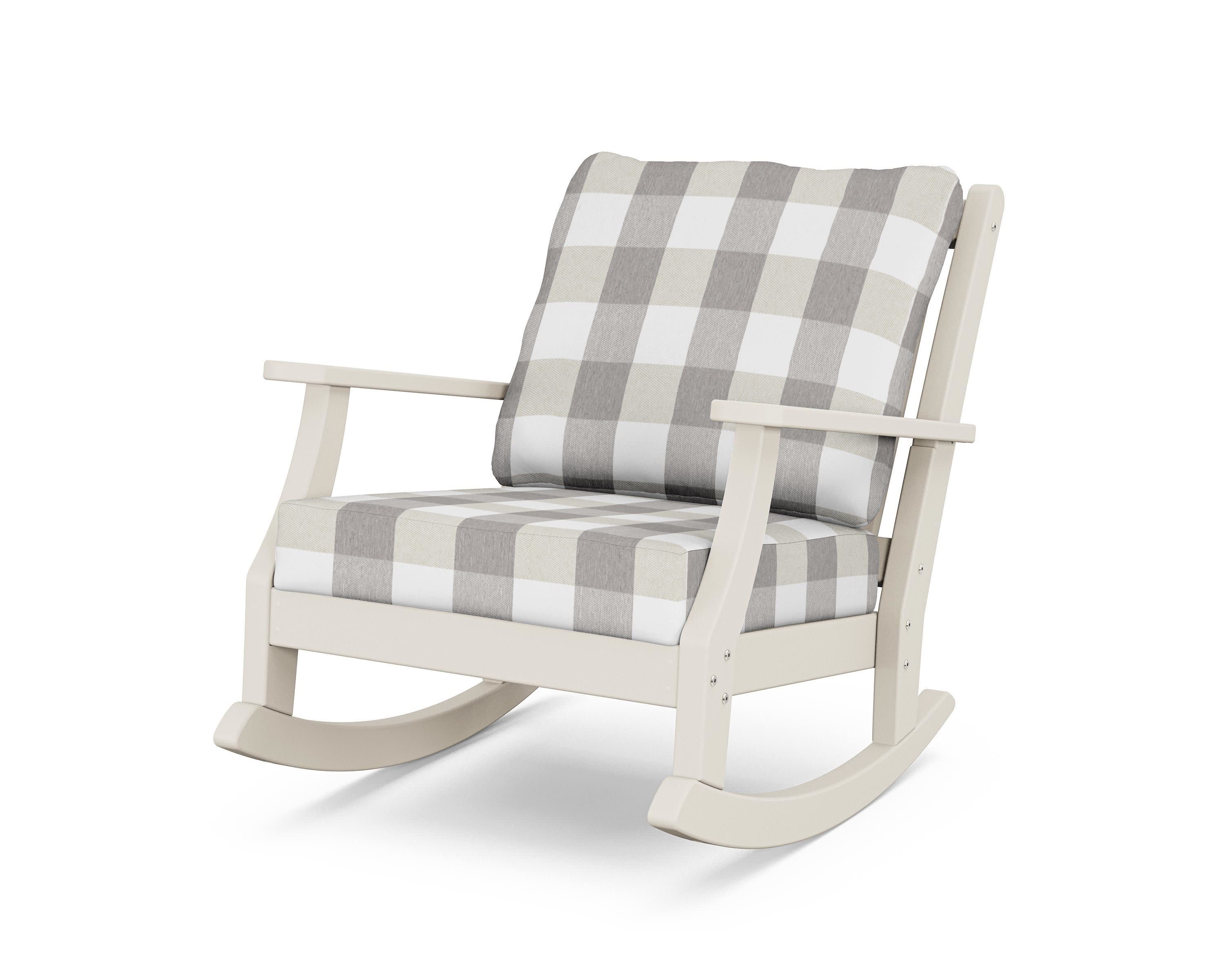 Wovendale Deep Seating Rocking Chair in Sand / Buffalo Plaid Grey Mist