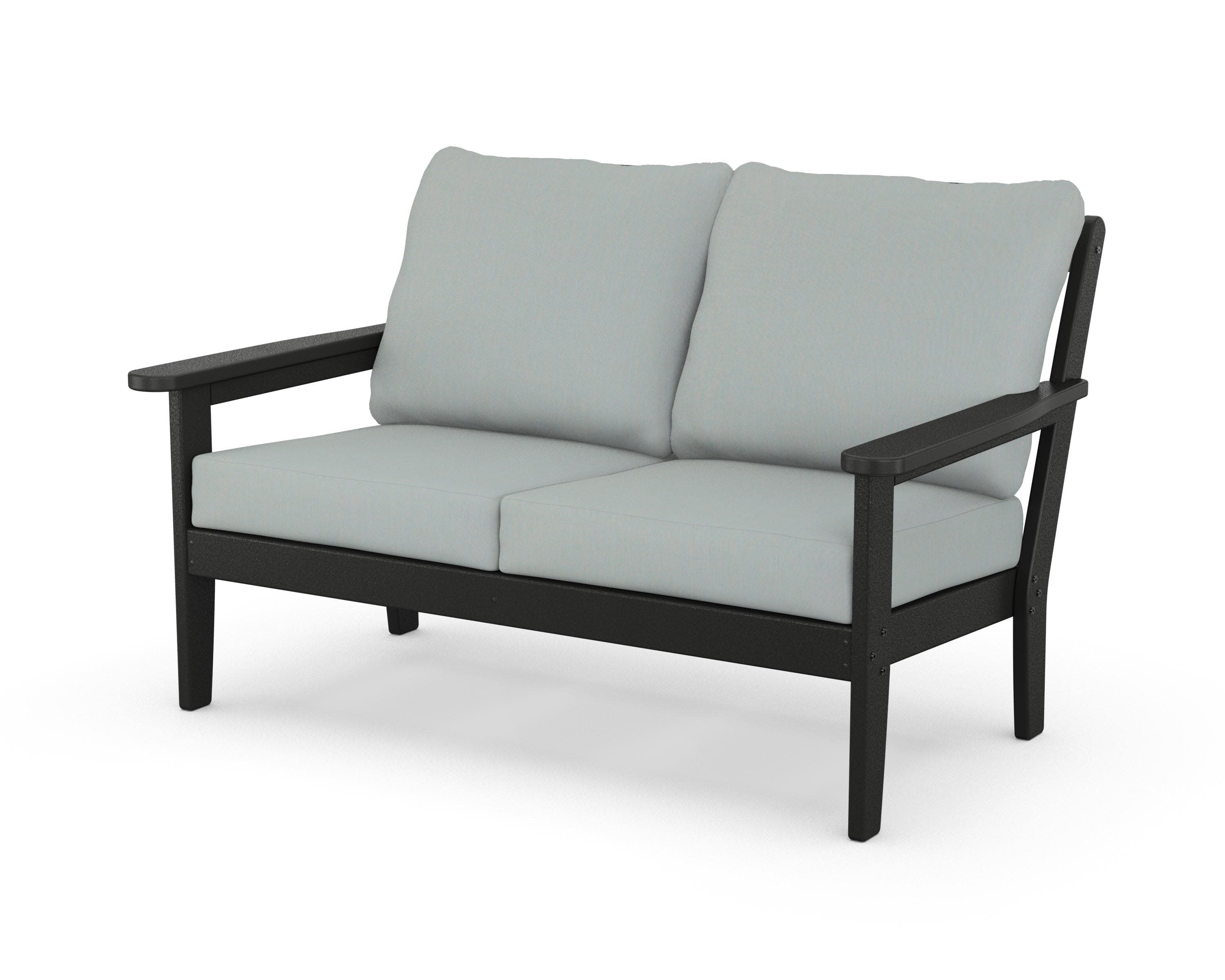 Cottage Deep Seating Loveseat in Black / Spa