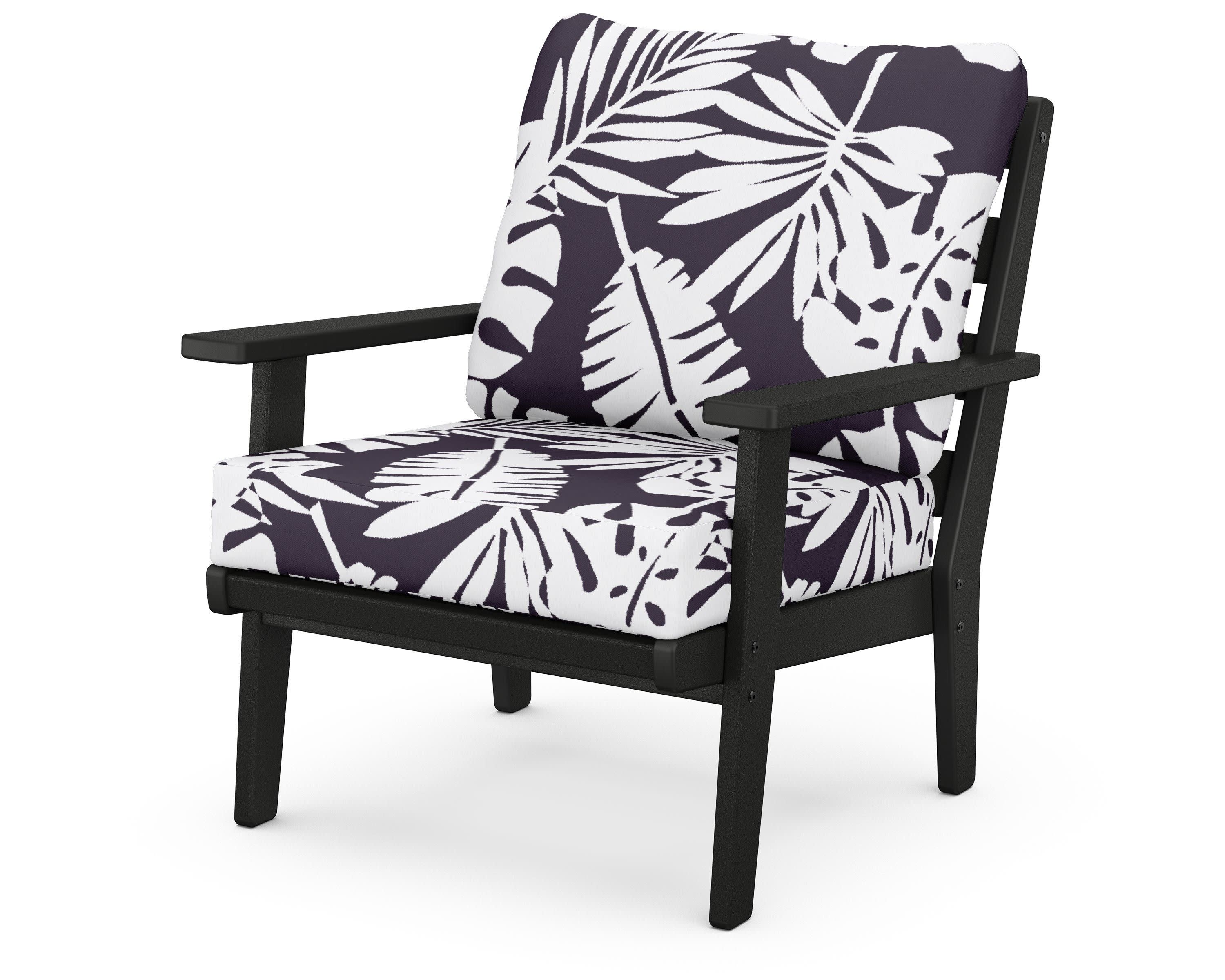 Grant Park Deep Seating Chair in Black / Leaf Navy