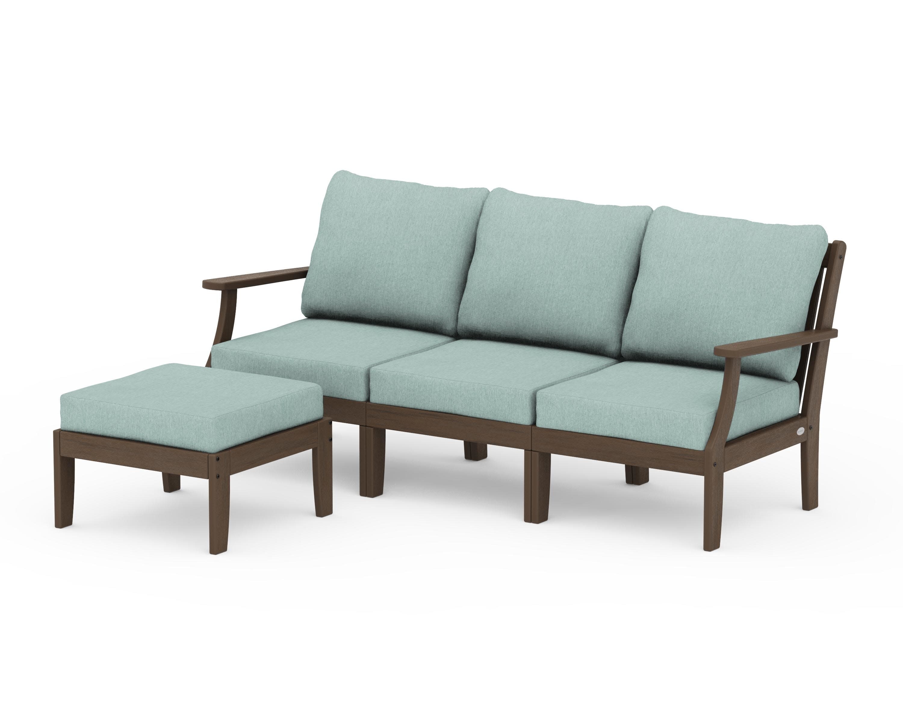 Braxton Modular 4-Piece Deep Seating Set with Ottoman in Kona / Glacier Spa