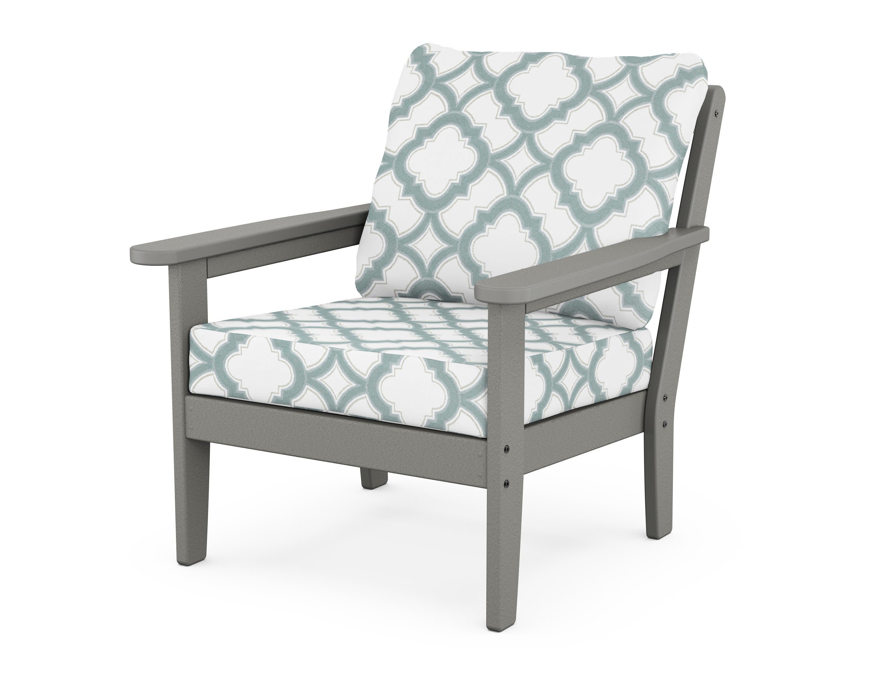 Cottage Deep Seating Chair in Slate Grey / Trellis Glacier Spa