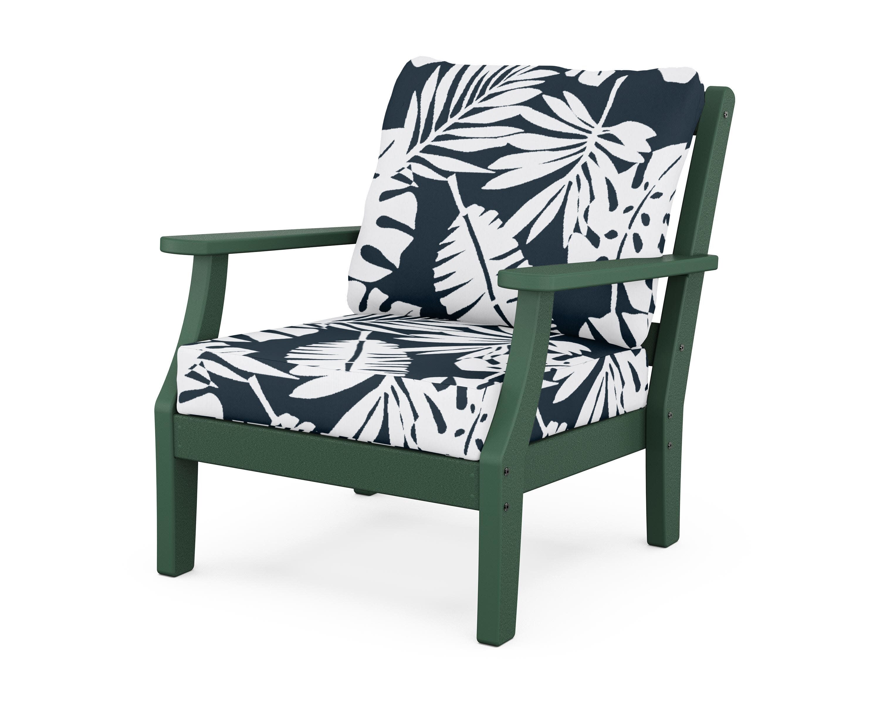 Chinoiserie Deep Seating Chair in Green / Leaf Marine Indigo