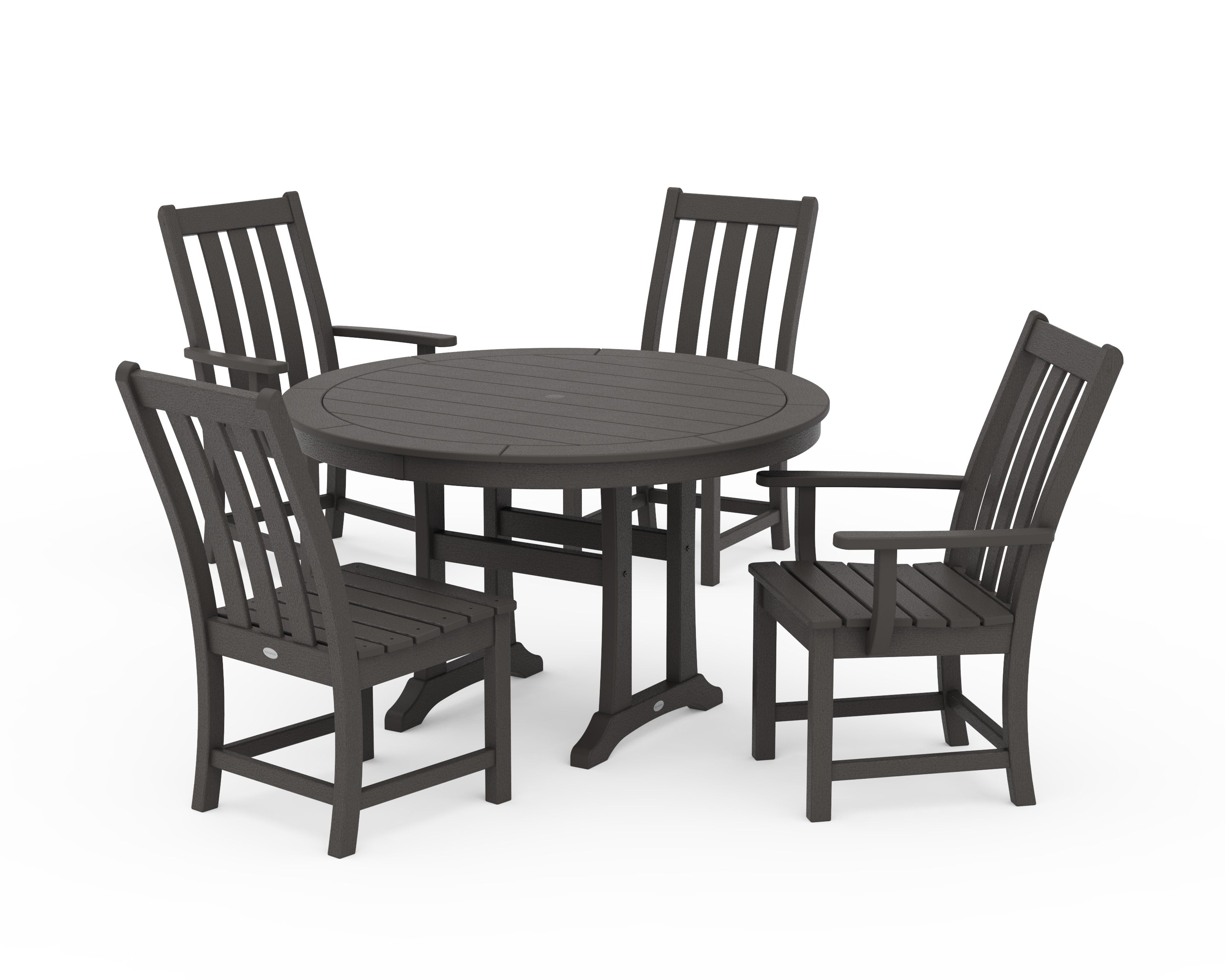 Vineyard 5-Piece Nautical Trestle Dining Set in Vintage Coffee