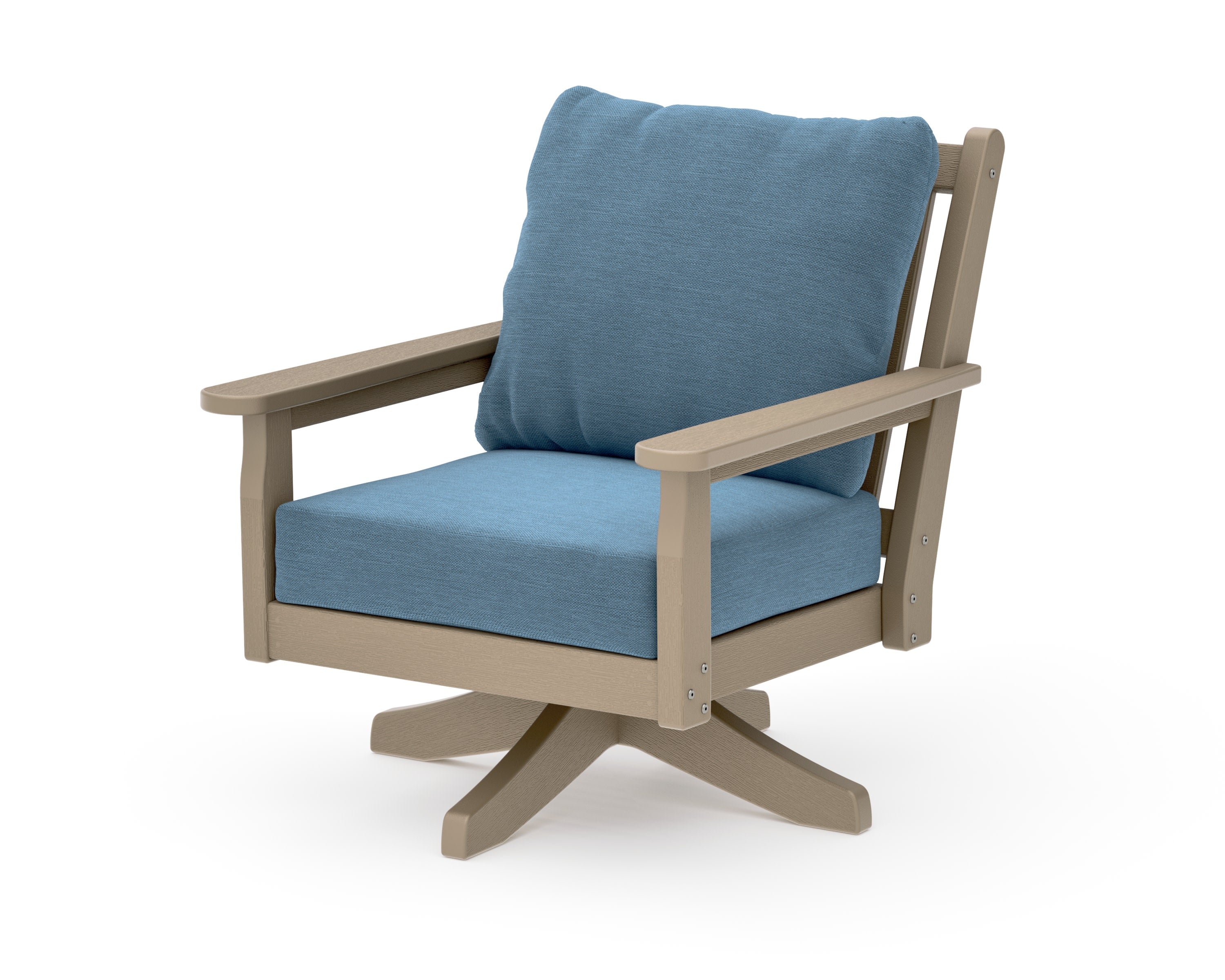 Chippendale Deep Seating Swivel Chair in Vintage Sahara / Sky Blue
