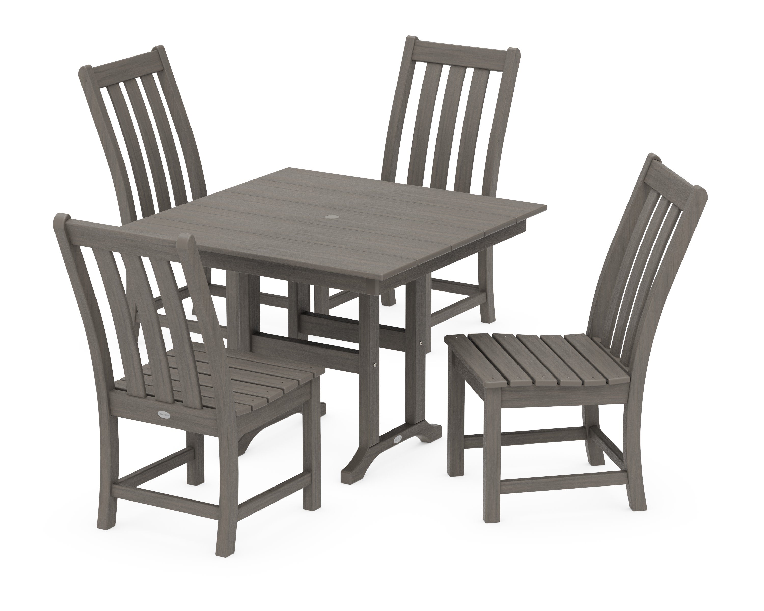 Vineyard Side Chair 5-Piece Farmhouse Dining Set in Driftwood