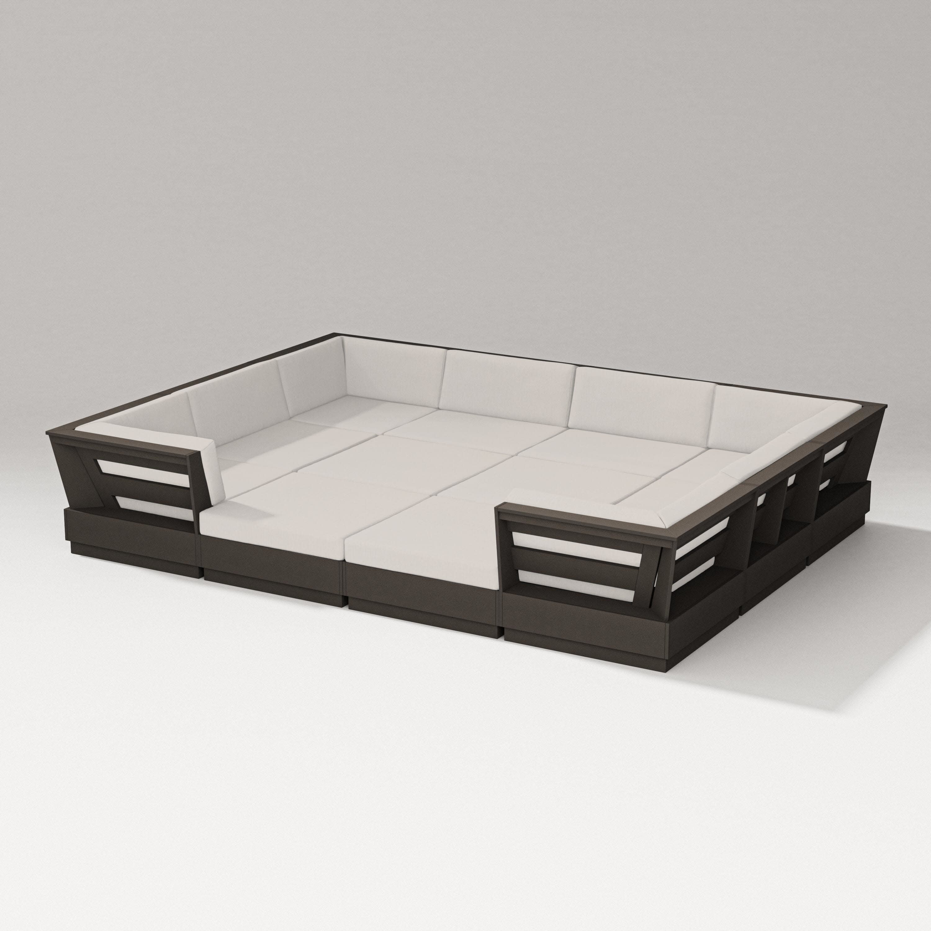 Elevate 12-Piece Pit Sectional in Vintage Coffee / Cast Ash