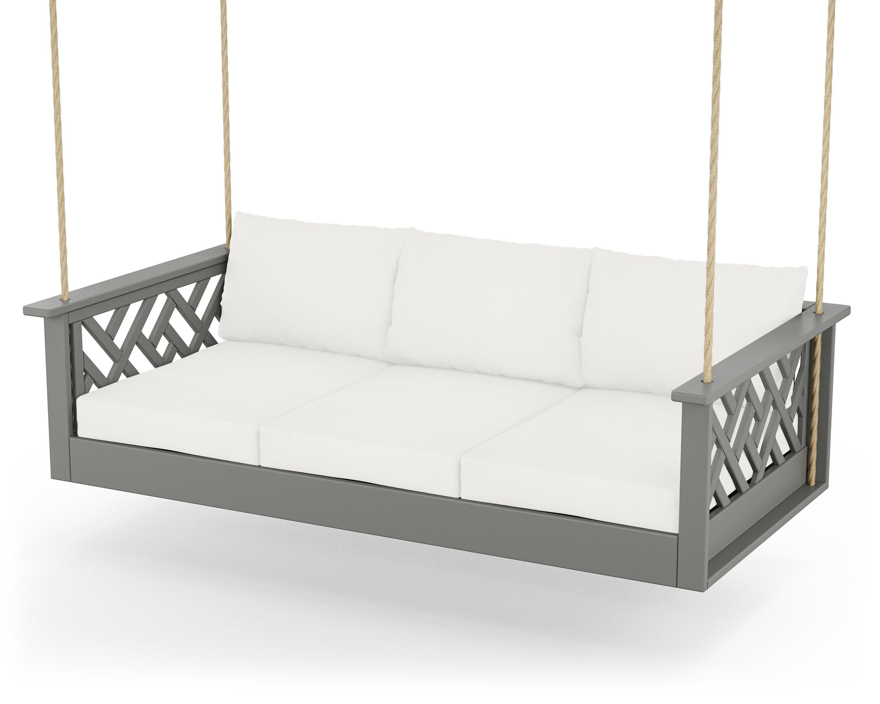 Chippendale Daybed Swing in Slate Grey / Natural Linen