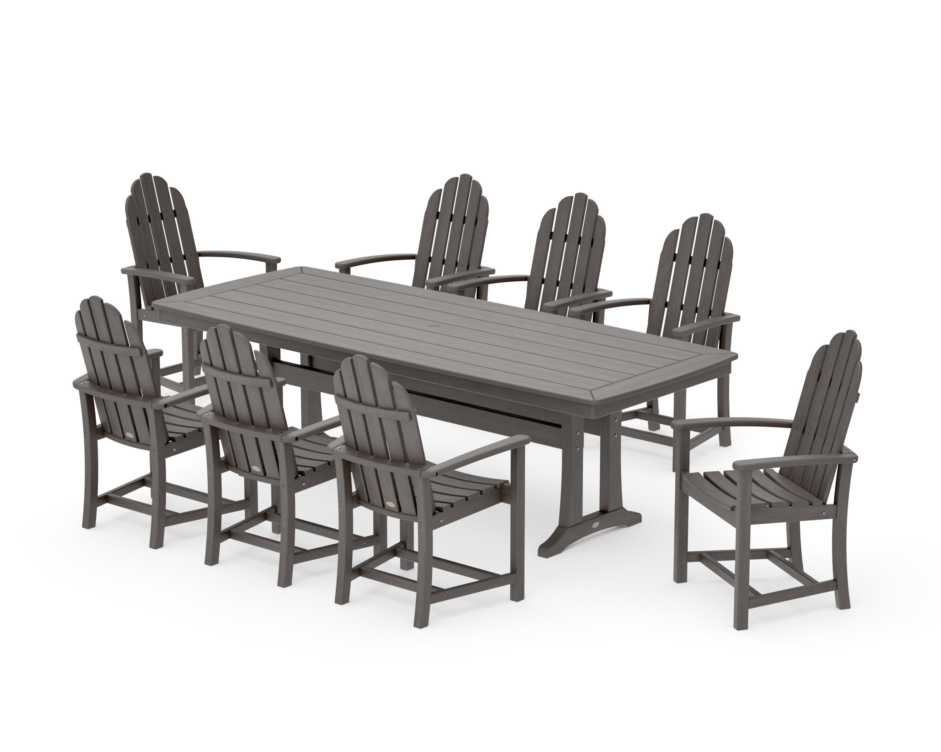 Classic Adirondack 9-Piece Dining Set with Trestle Legs in Driftwood