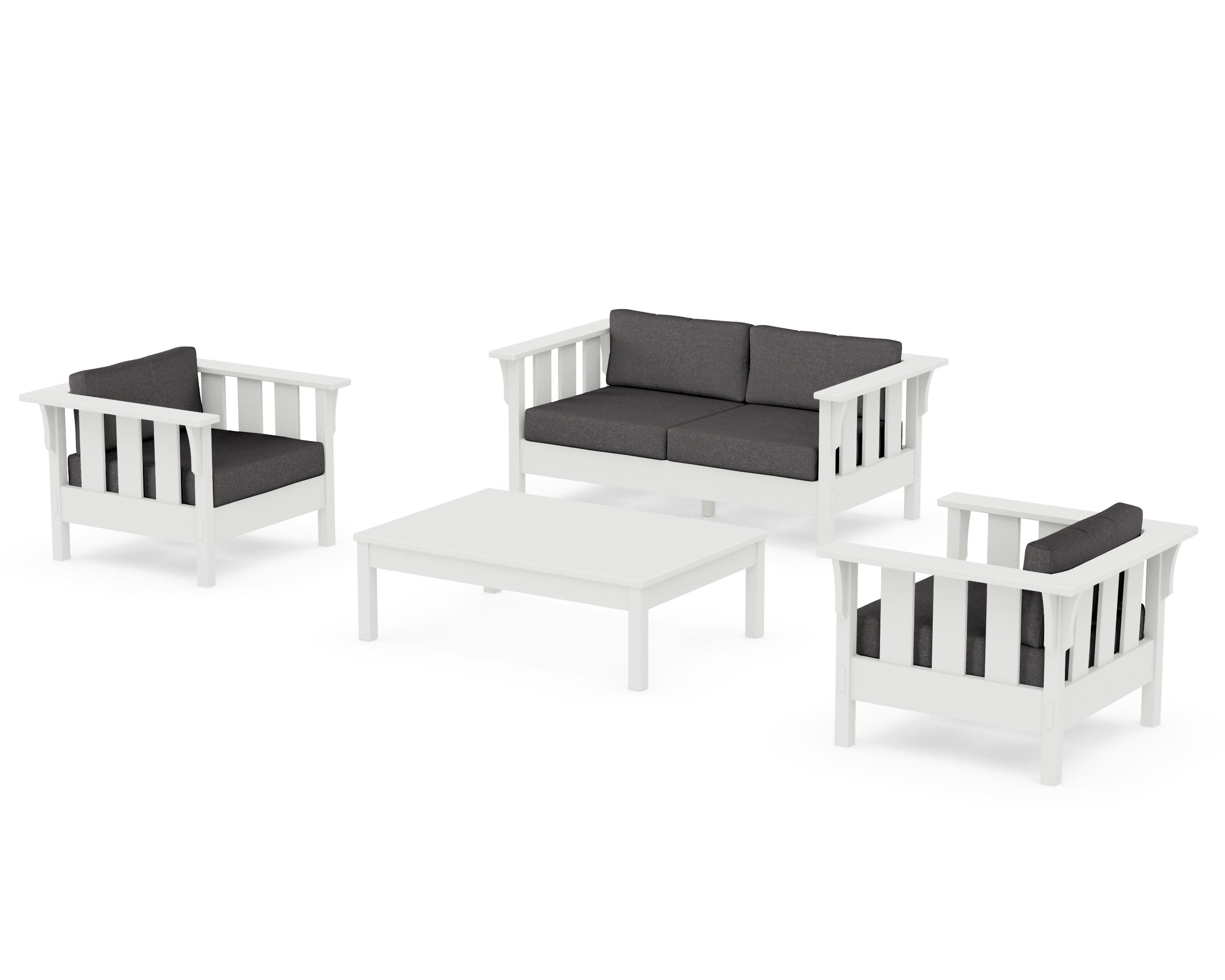 Acadia 4-Piece Deep Seating Set with Loveseat in Vintage White / Ash Charcoal